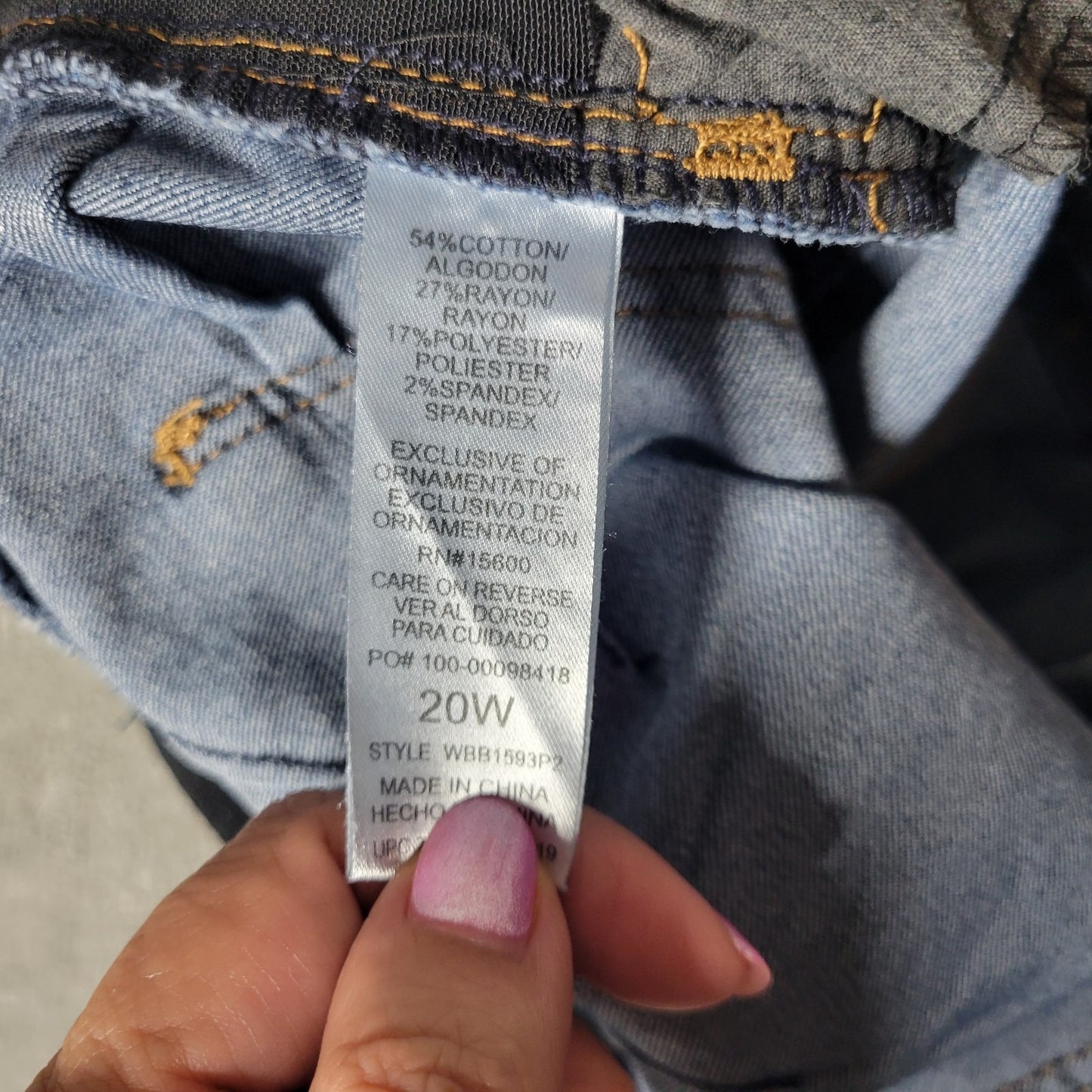 Democracy Womens Jeans 20W Plus Absolution Cropped Dark Blue Denim Tapered Zip