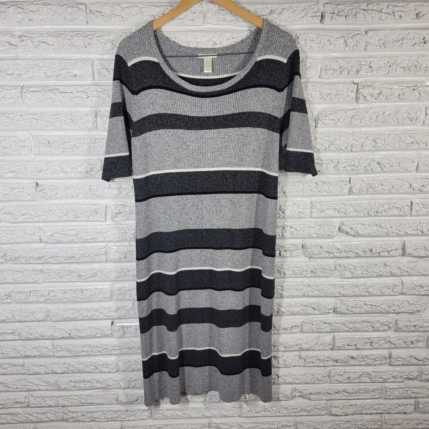 Cato Est 1946 Womens Dress Extra Large Sweater Gray Stripe Pullover Comfy Casual