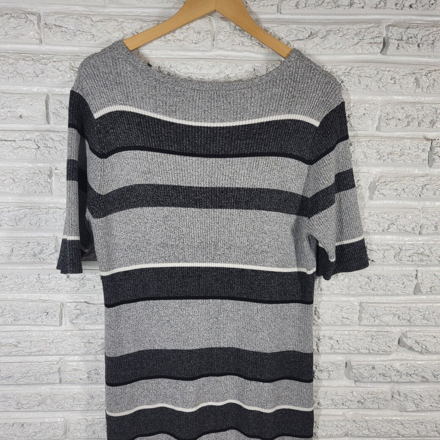 Cato Est 1946 Womens Dress Extra Large Sweater Gray Stripe Pullover Comfy Casual