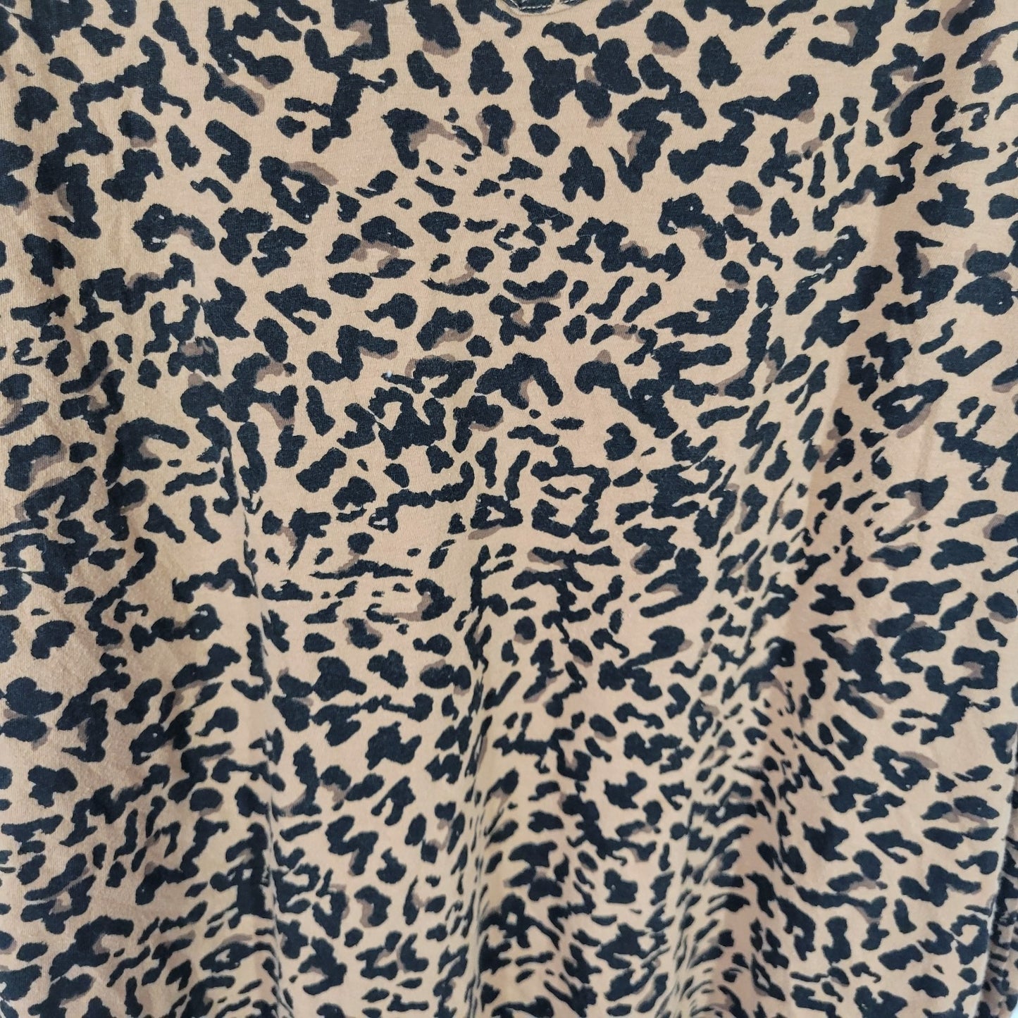 Ava Viv Womens Top 3X Plus Tee Short Sleeve Tan Animal Print Comfy Cotton Casual