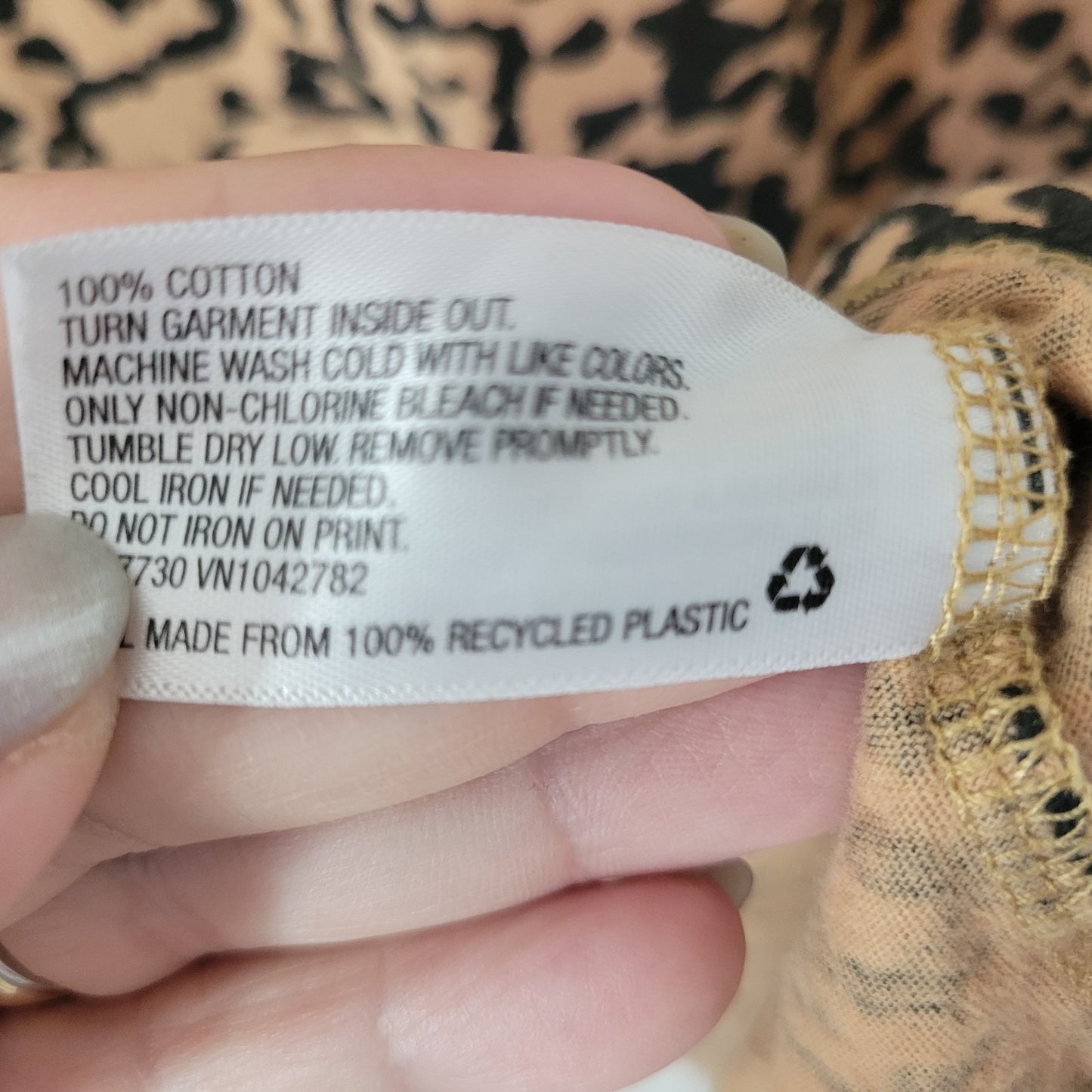 Ava Viv Womens Top 3X Plus Tee Short Sleeve Tan Animal Print Comfy Cotton Casual