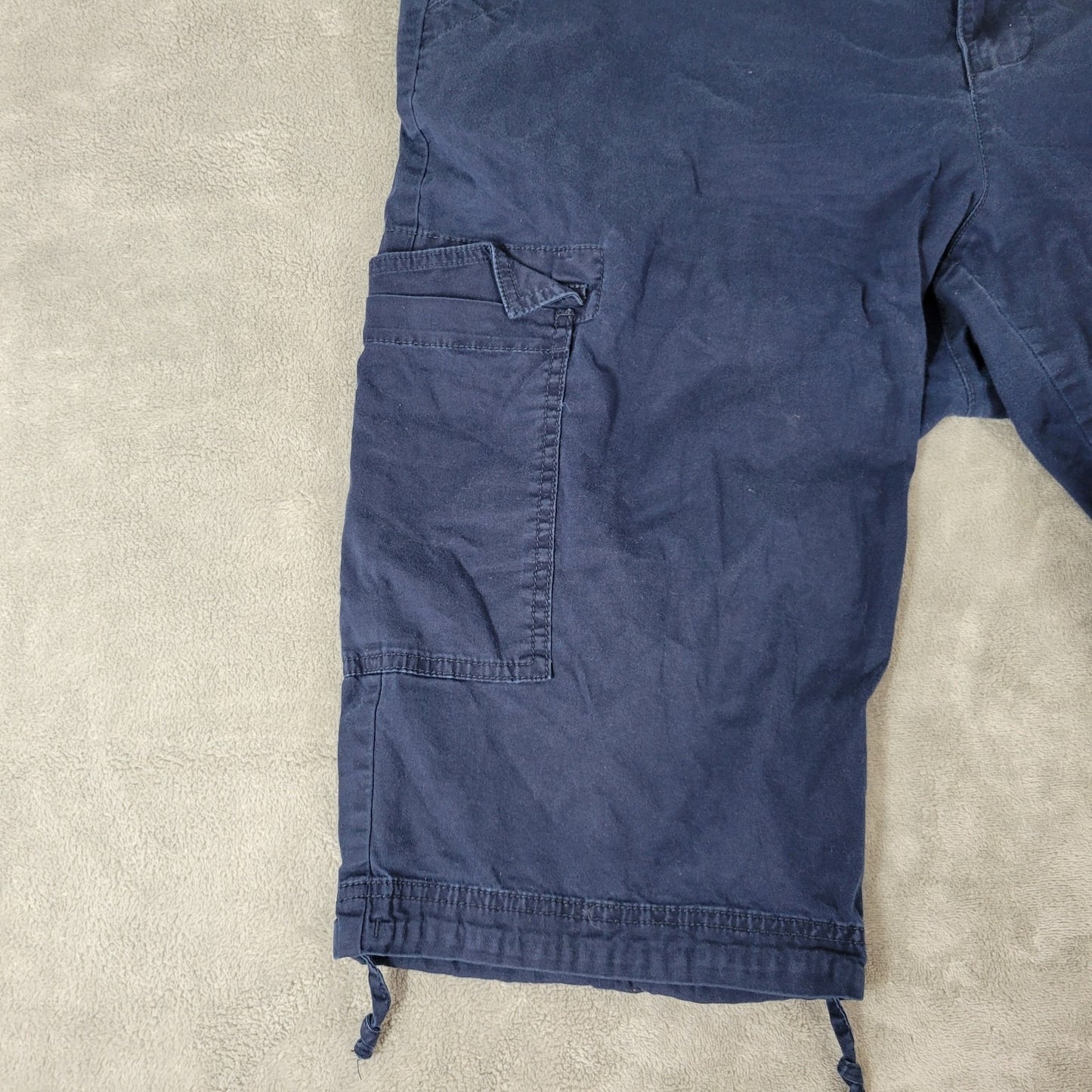 Chaps Womens Pants 16W Plus Cargo Capri Blue Zip Fly Lightweight Cotton Blend