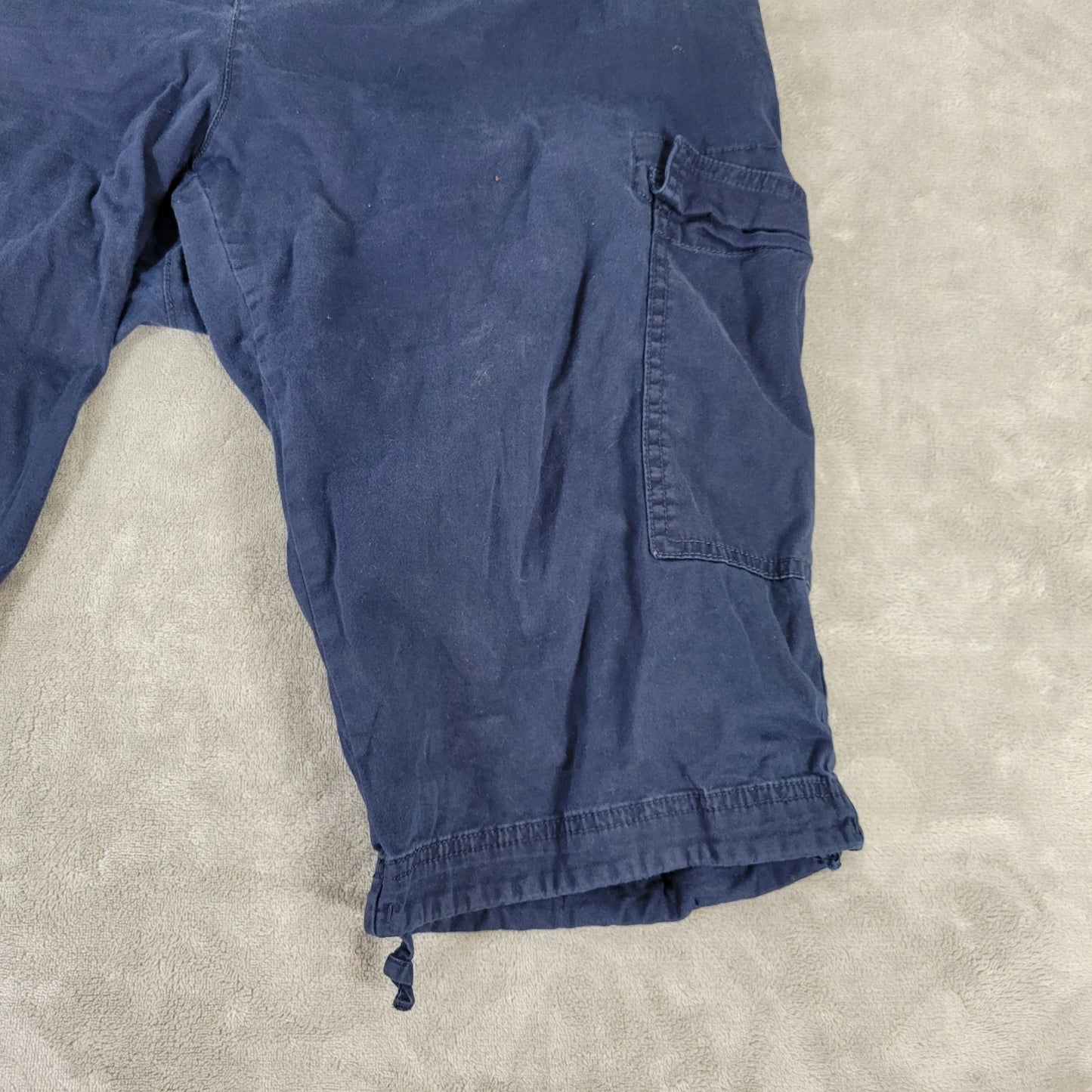 Chaps Womens Pants 16W Plus Cargo Capri Blue Zip Fly Lightweight Cotton Blend