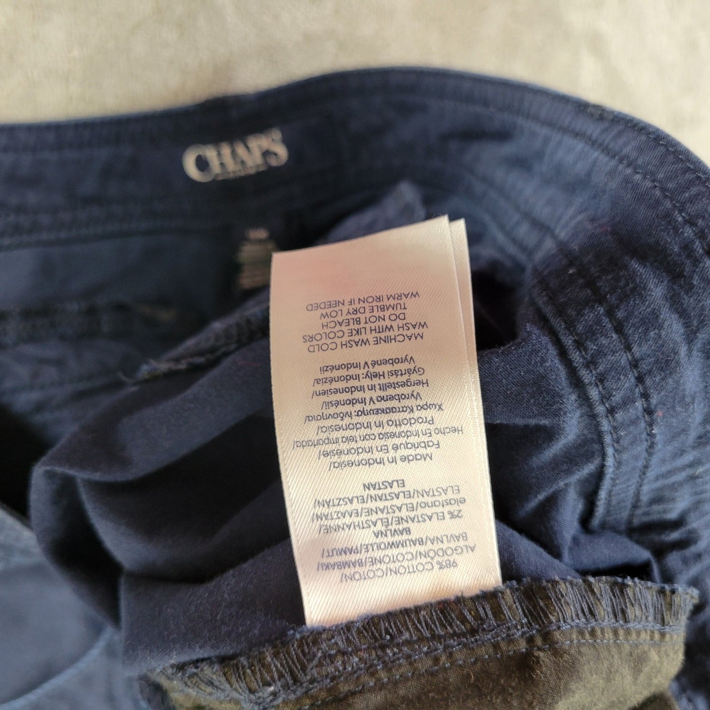 Chaps Womens Pants 16W Plus Cargo Capri Blue Zip Fly Lightweight Cotton Blend