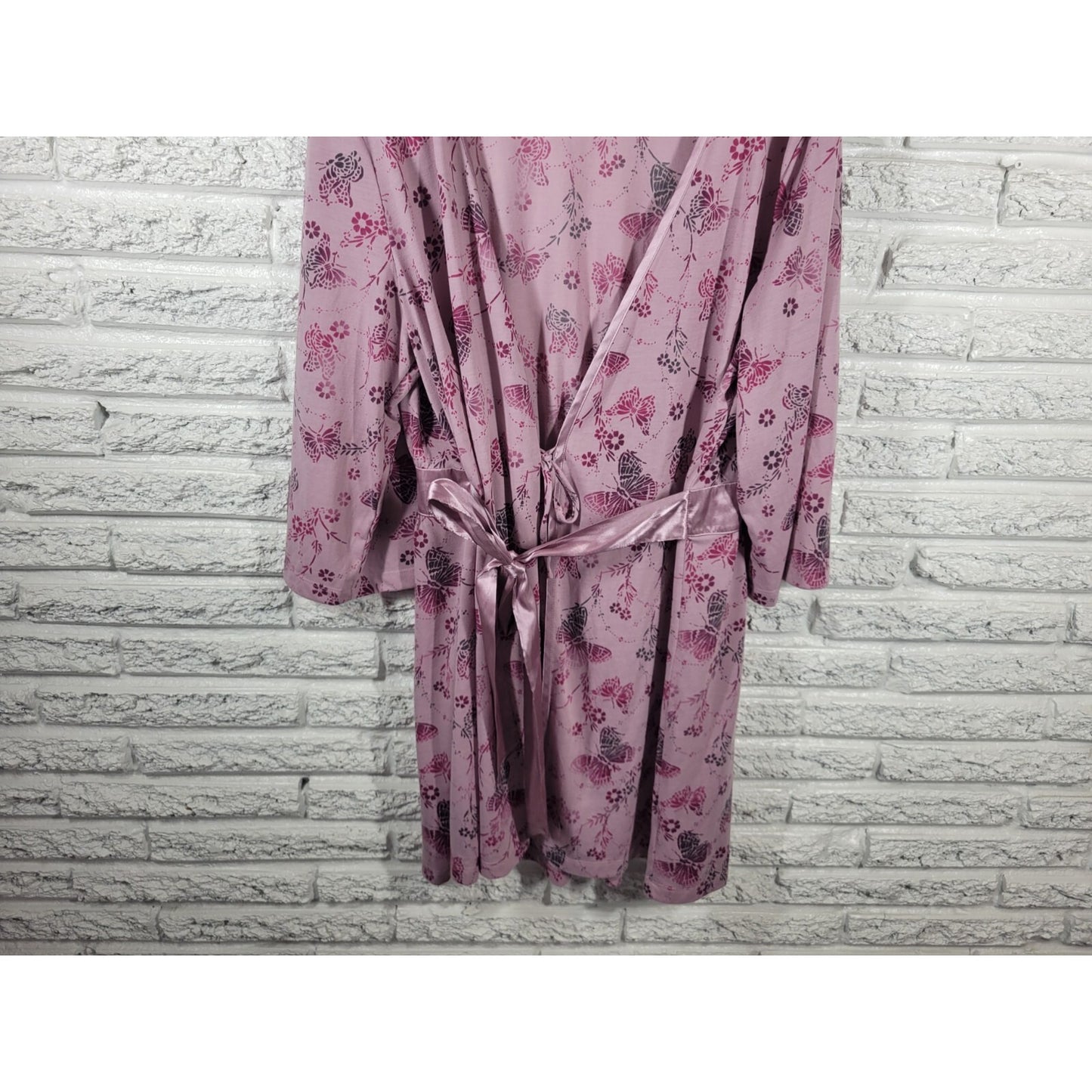 Apt 9 Intimates Womens Robe XXL Plus 3/4 Sleeve Butterflies Lavender Lightweight