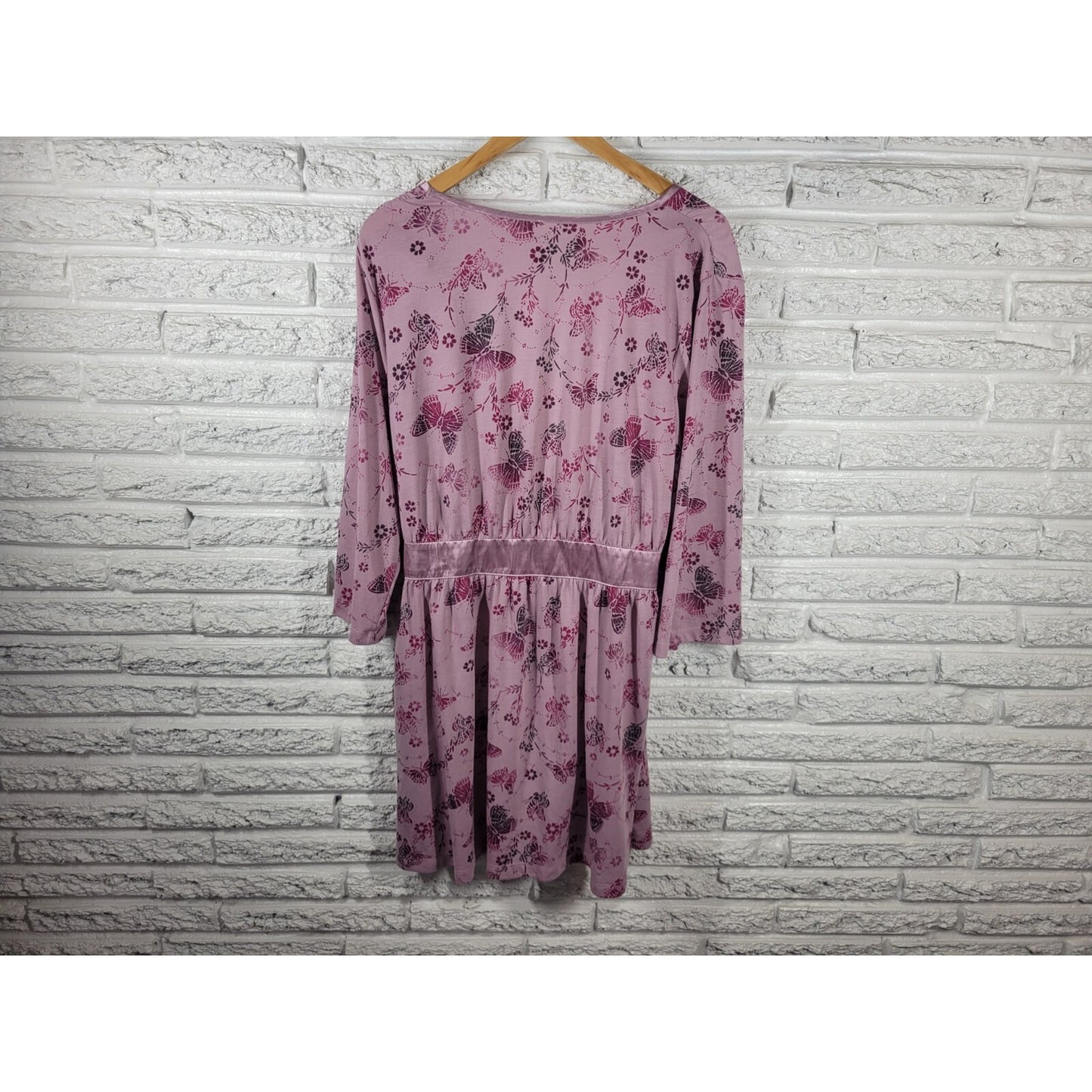 Apt 9 Intimates Womens Robe XXL Plus 3/4 Sleeve Butterflies Lavender Lightweight