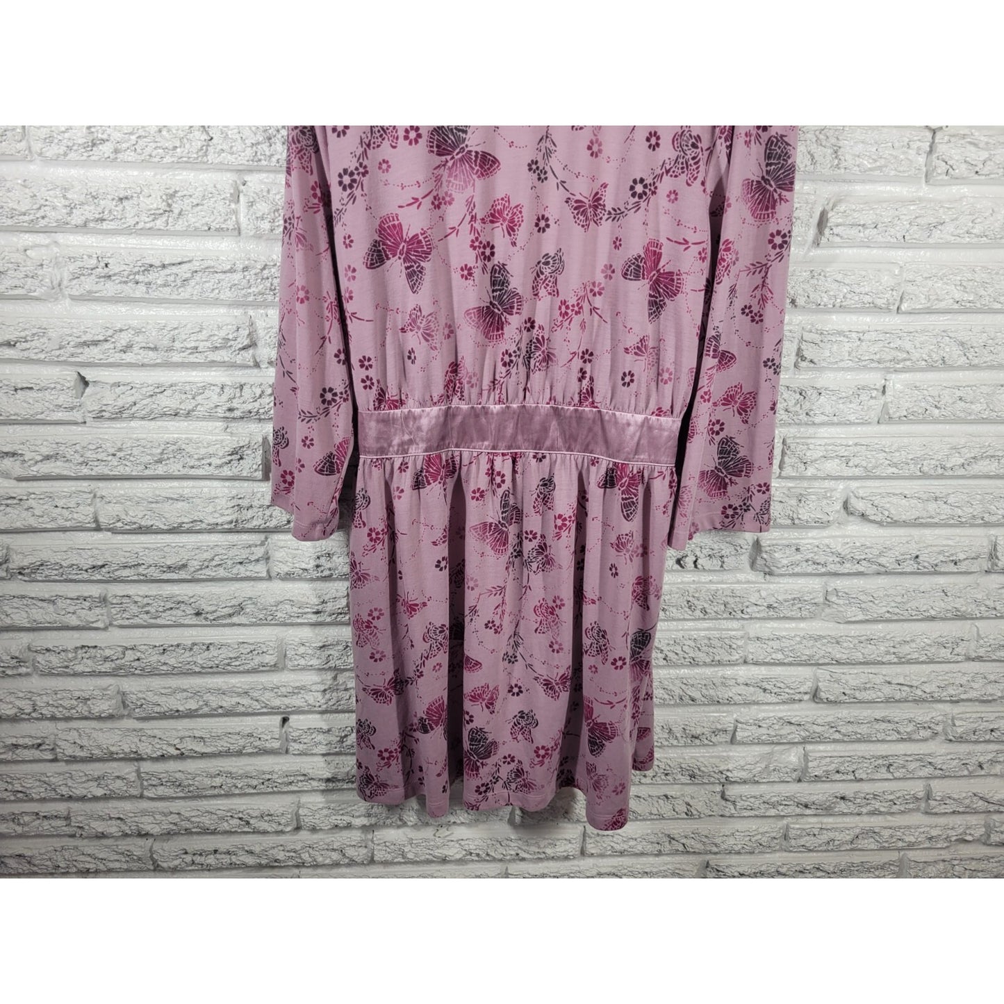 Apt 9 Intimates Womens Robe XXL Plus 3/4 Sleeve Butterflies Lavender Lightweight