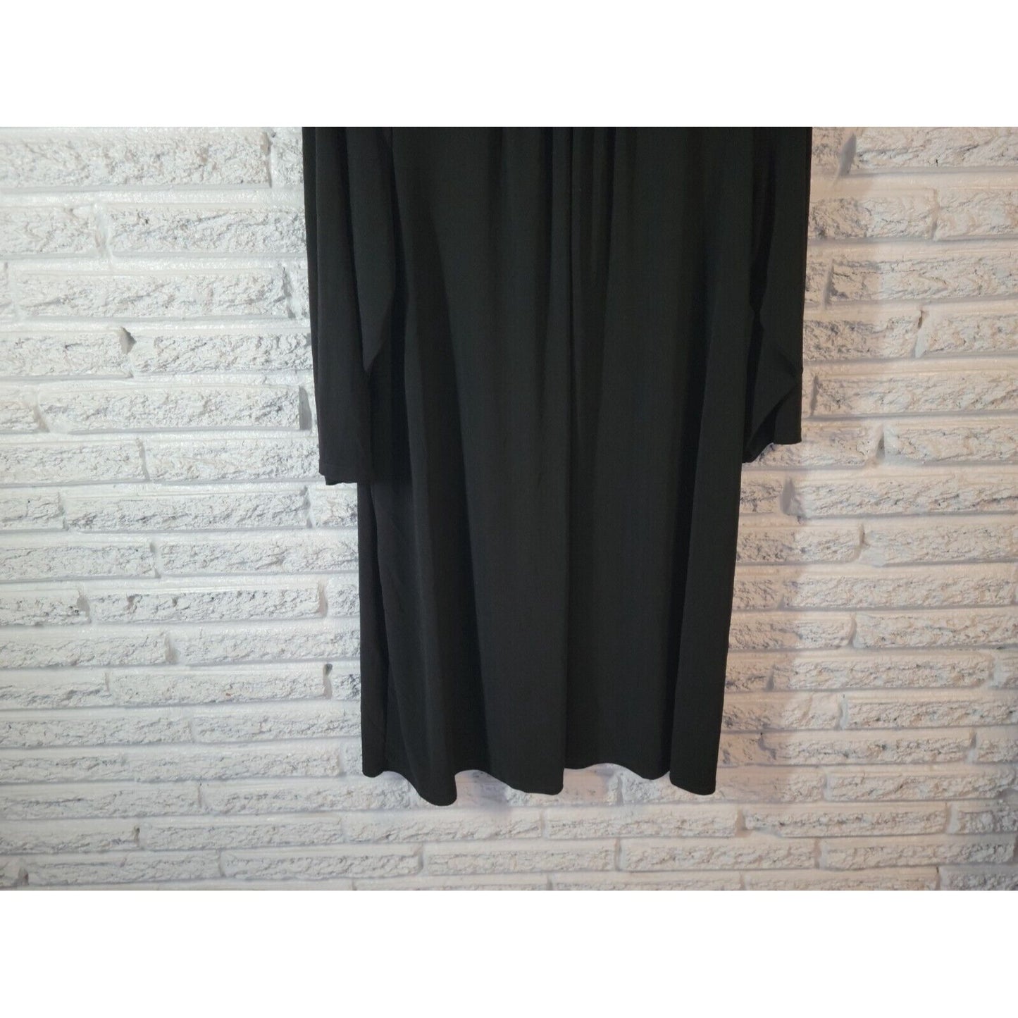 Tiana B Women Dress 2X Shirt Long Sleeve Pleated Black Knee Length Career Casual