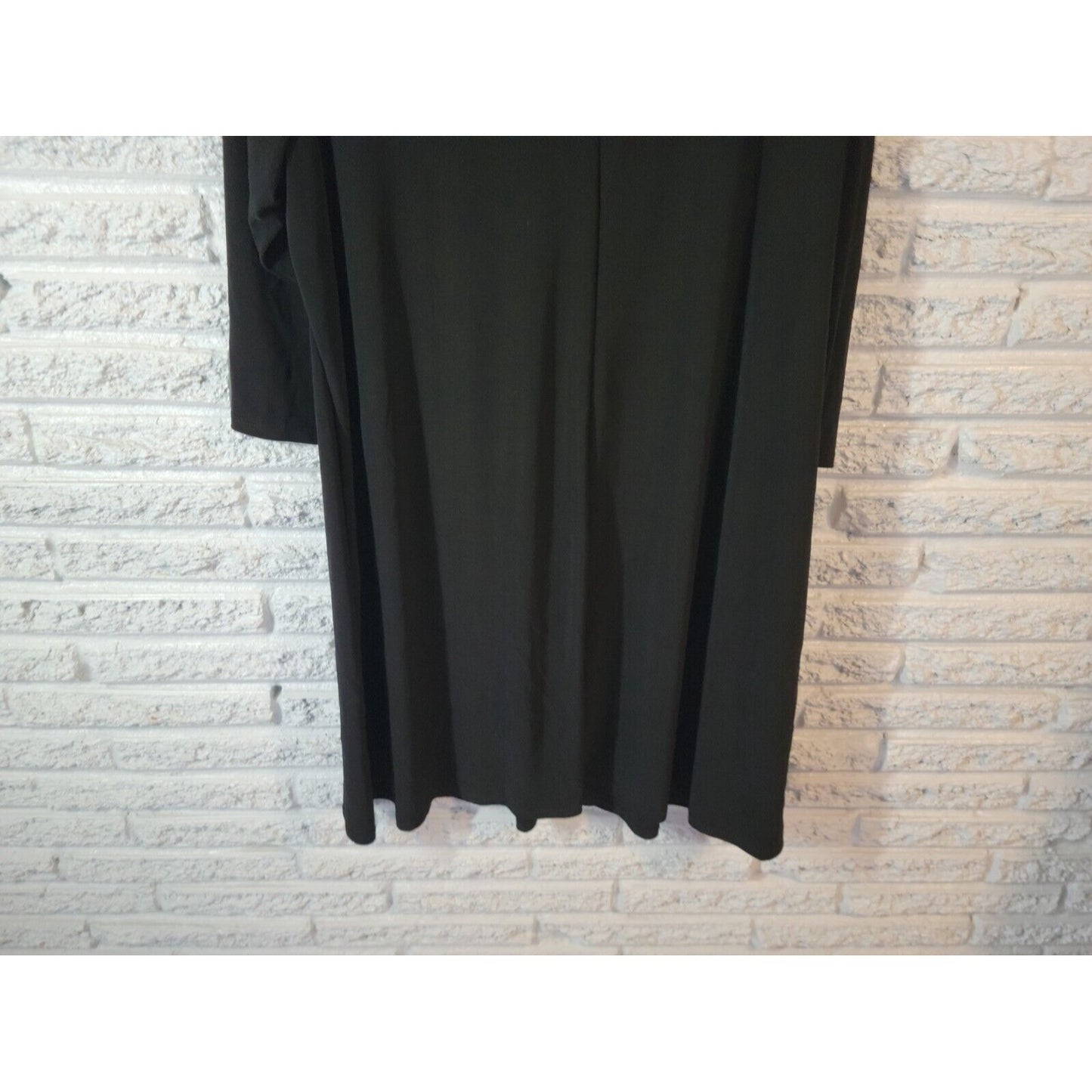 Tiana B Women Dress 2X Shirt Long Sleeve Pleated Black Knee Length Career Casual
