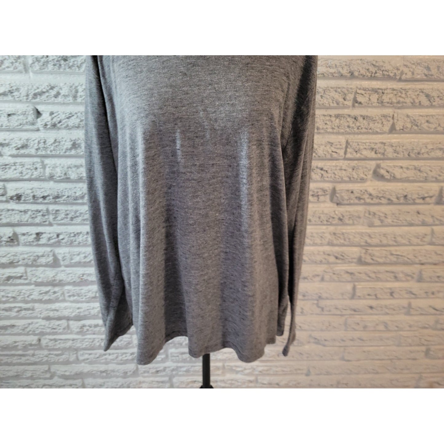 Ana Womens Top 3X Plus Tee Long Sleeve Gray Cotton Blend Pullover Casual Comfy