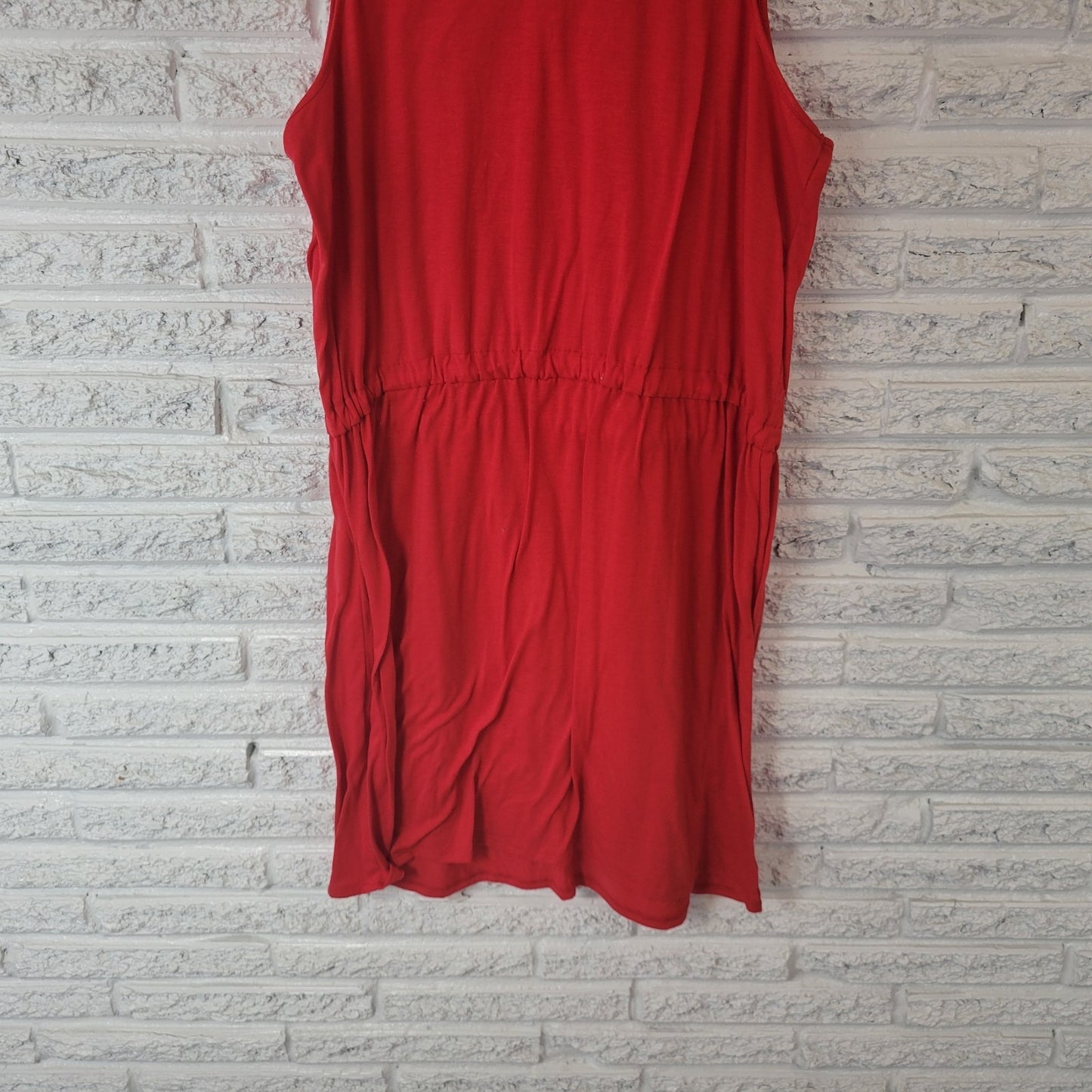 Faded Glory Womens Dress XXL 20 Plus Sleeveless Sheath Red Drawstring Short