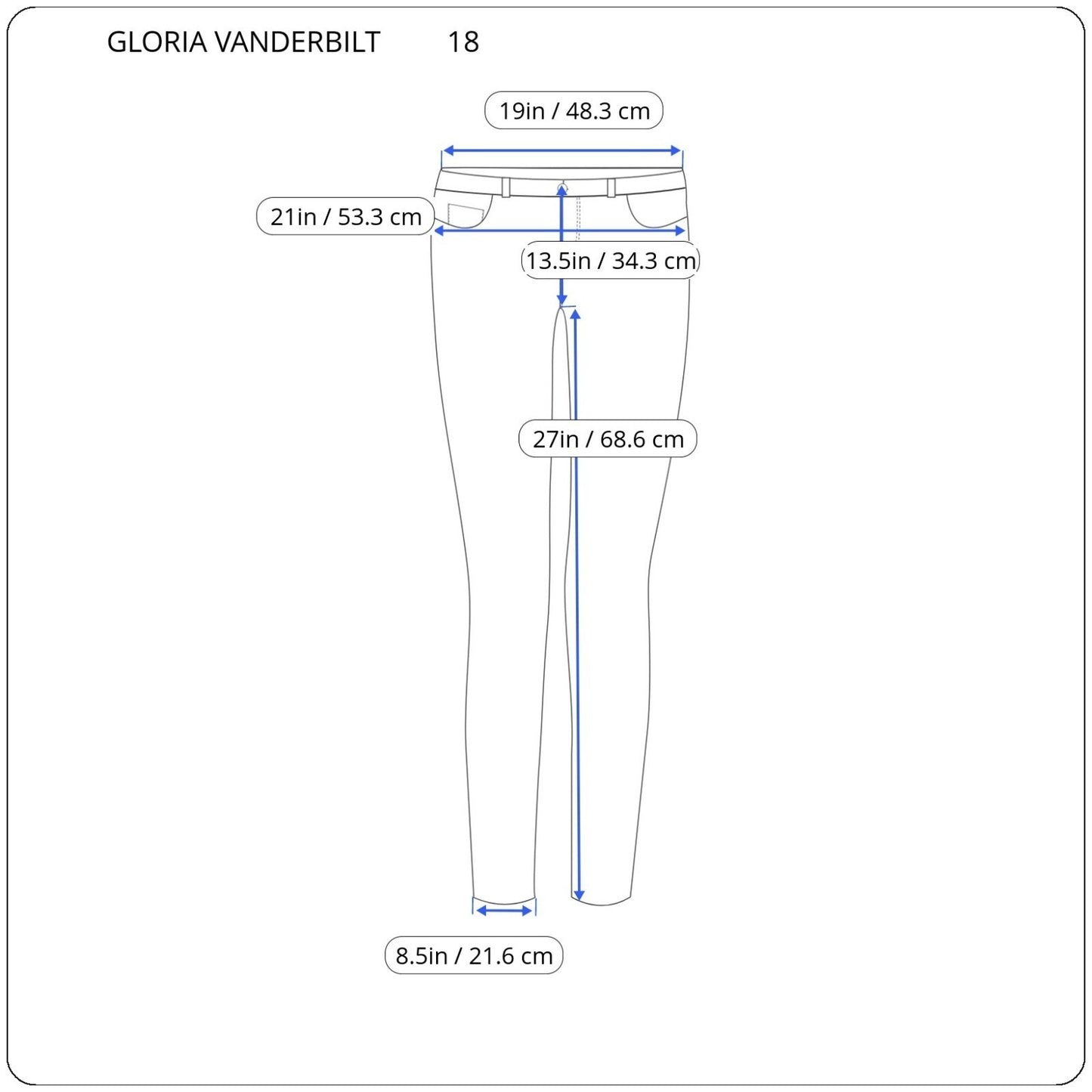 Gloria Vanderbilt Amanda Women Jeans 18 Crop Straight Leg Dark Blue Denim Zip Fly