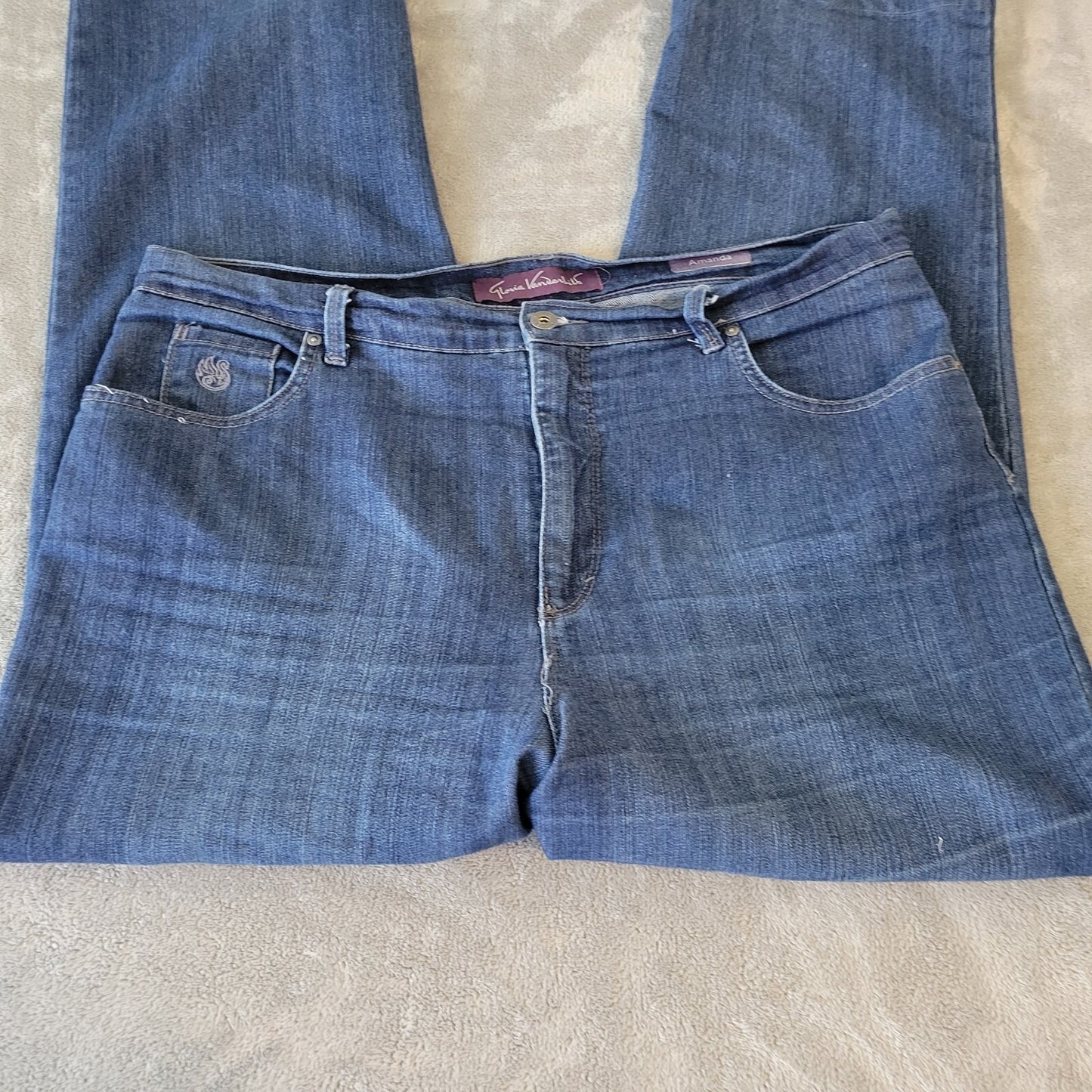 Gloria Vanderbilt Amanda Women Jeans 18 Crop Straight Leg Dark Blue Denim Zip Fly