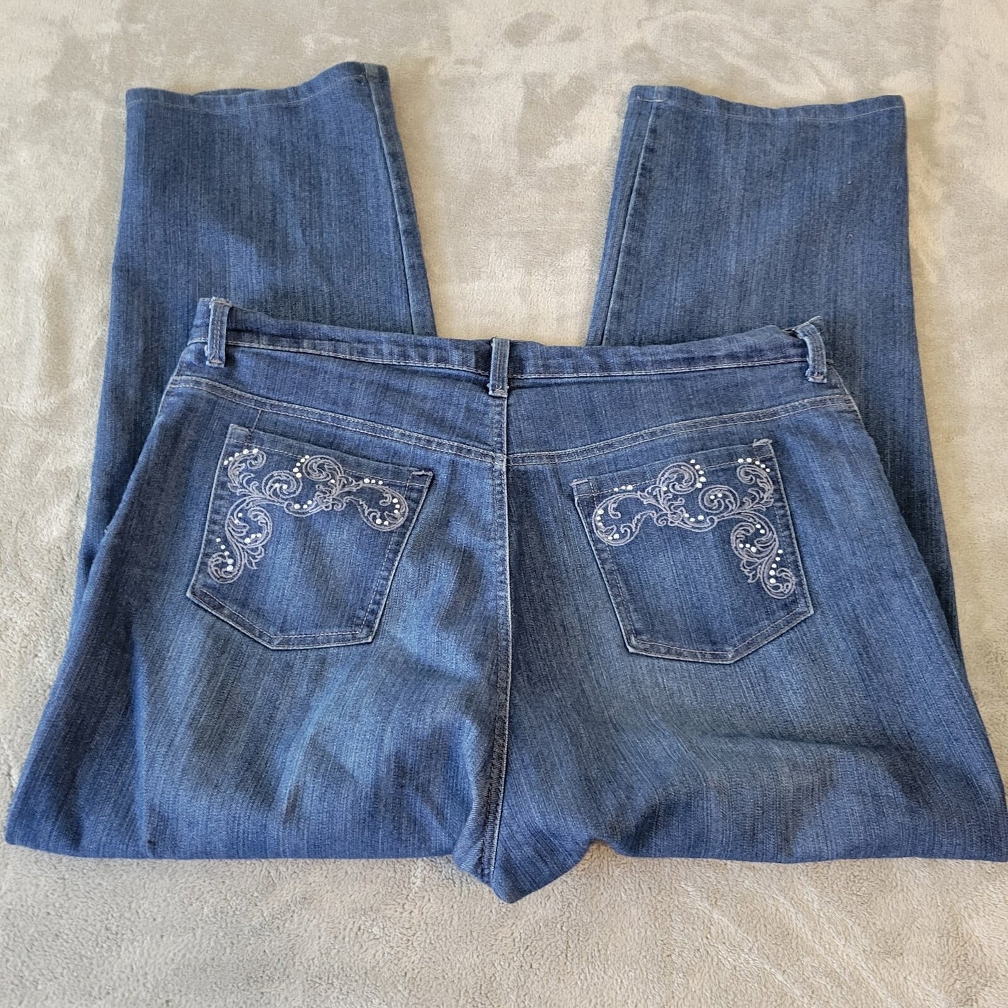 Gloria Vanderbilt Amanda Women Jeans 18 Crop Straight Leg Dark Blue Denim Zip Fly