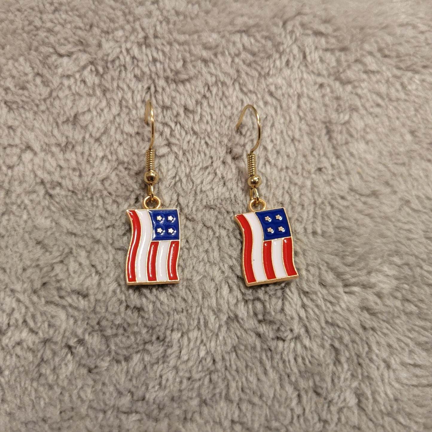 Fourth of July Patriotic Women Earrings One Pair Hanging Flag Zinc Alloy Novelty
