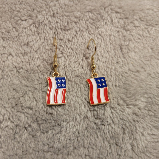 Fourth of July Patriotic Women Earrings One Pair Hanging Flag Zinc Alloy Novelty