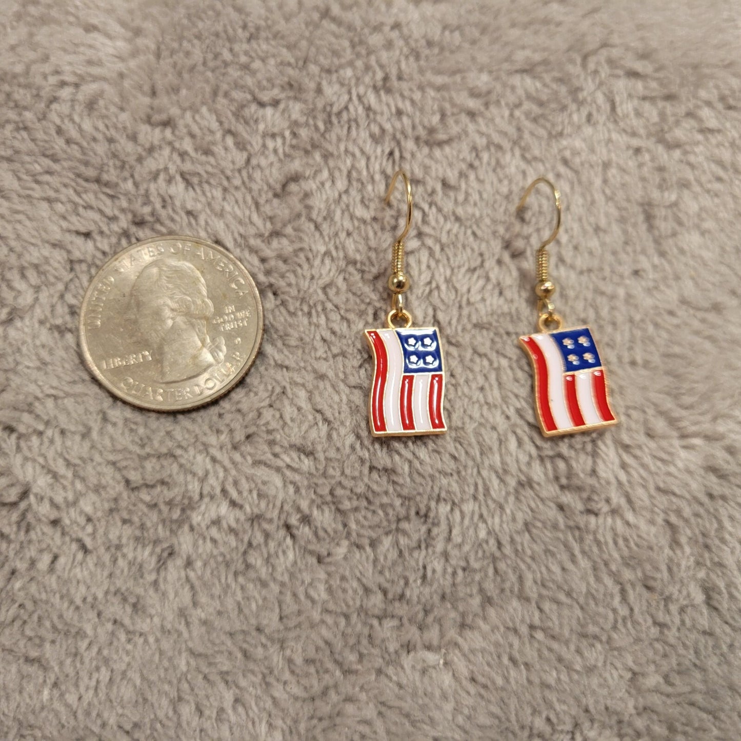 Fourth of July Patriotic Women Earrings One Pair Hanging Flag Zinc Alloy Novelty