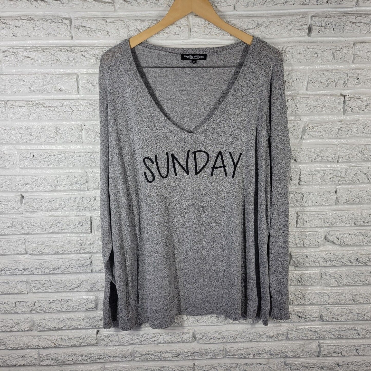 Wendy Williams Womens Sweatshirt 3X Pajama Knit Gray Sunday Lightweight Lounge