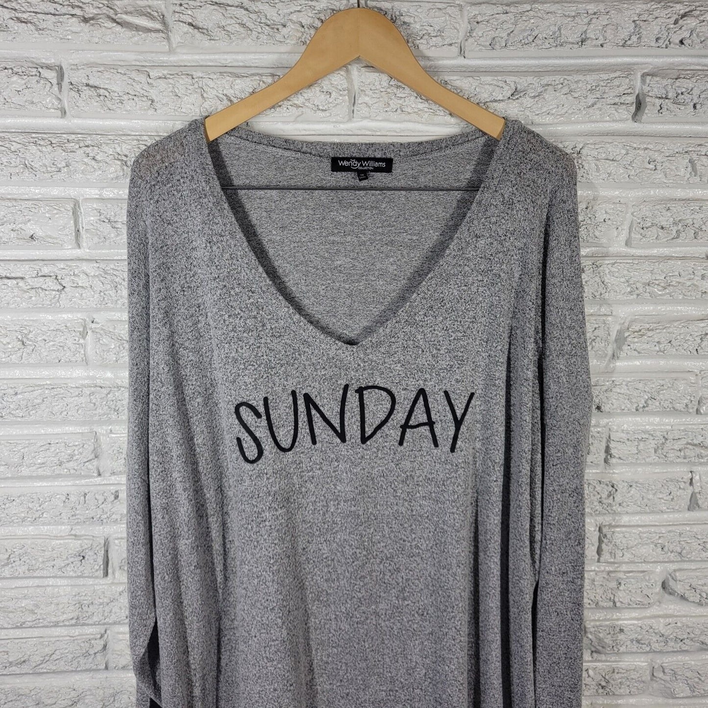 Wendy Williams Womens Sweatshirt 3X Pajama Knit Gray Sunday Lightweight Lounge