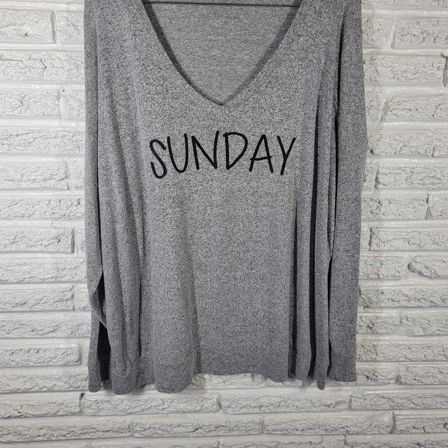 Wendy Williams Womens Sweatshirt 3X Pajama Knit Gray Sunday Lightweight Lounge