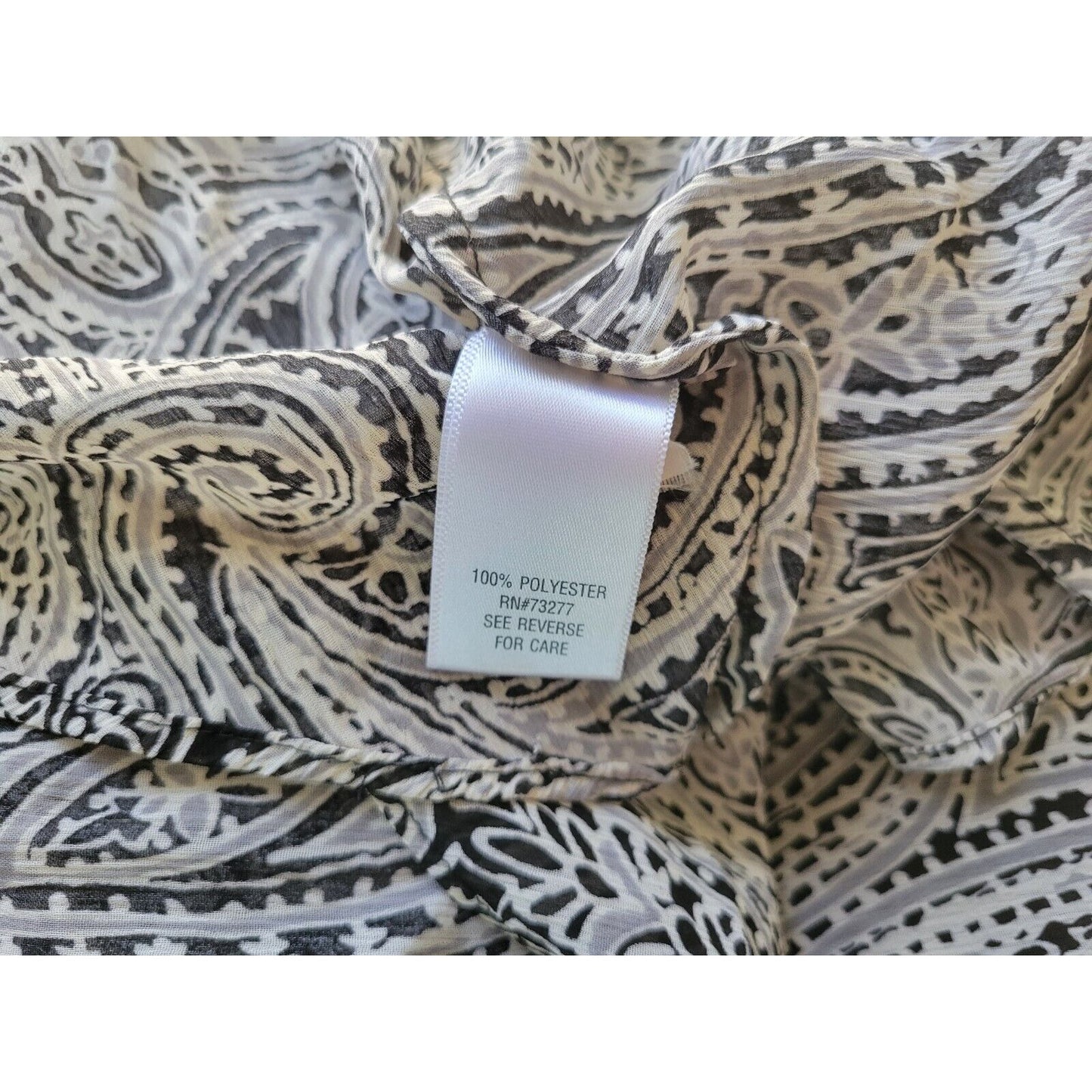 Apt 9 Womens Top 2X Flutter Sleeve Button Up Black Paisley Layered Sheer Lined