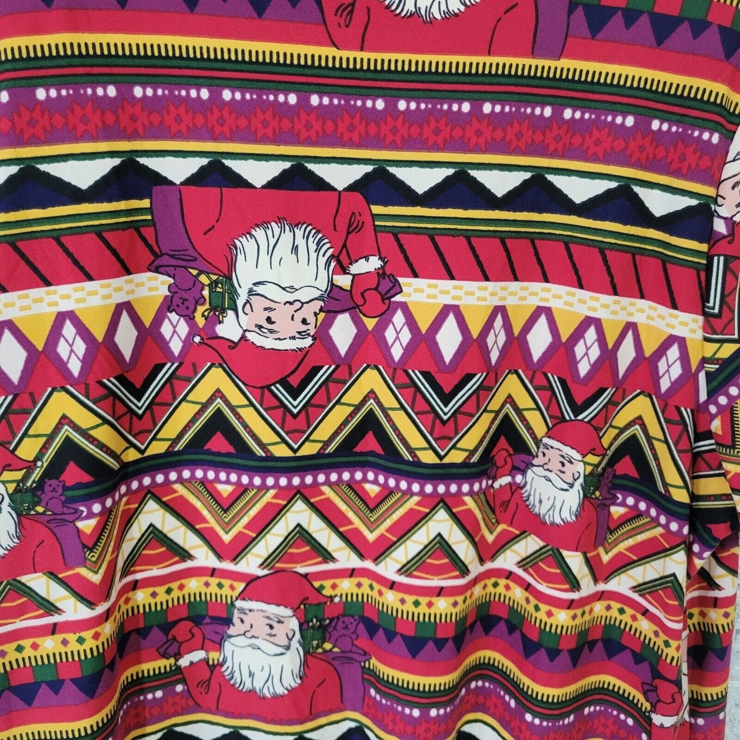 Christmas Lularoe Womens Top 2XL Plus Tee Santa Red Geometric Comfy Poly Blend