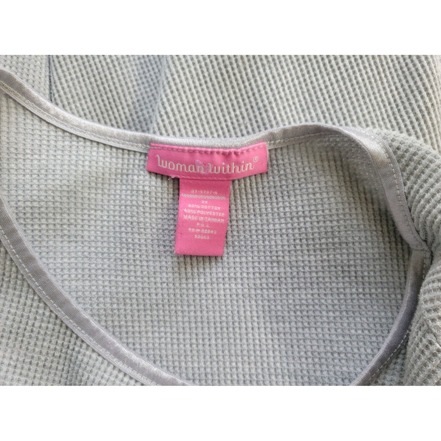 Woman Within Womens Top 2X Plus Short Sleeve Pullover Solid Gray Stretchy Casual