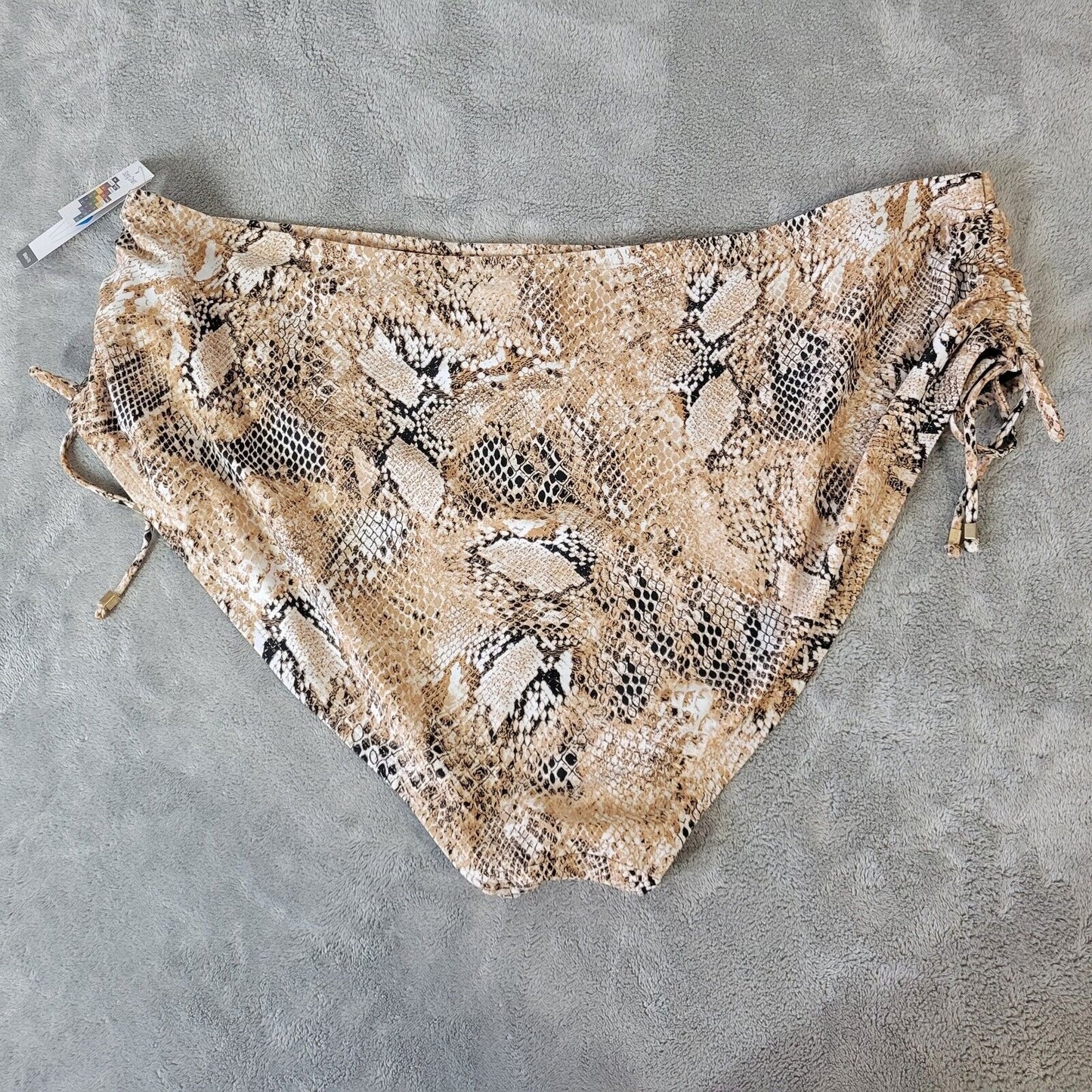 Time Tru Women Bikini Bottom 2X 20W 22W Plus Tan Brown Animal Print Swimwear New