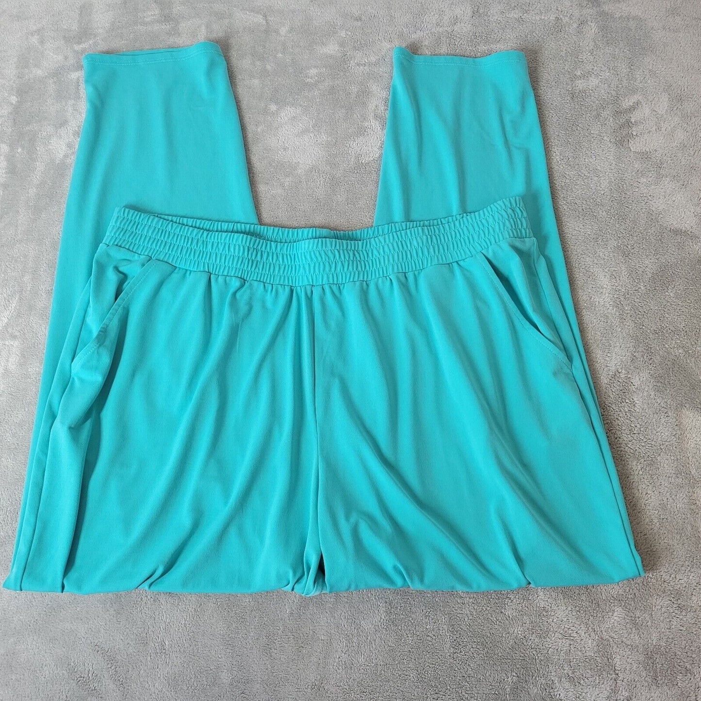 Iman Womens Pants Extra Large XL Pull On Blue Poly Blend Pockets Casual Comfy