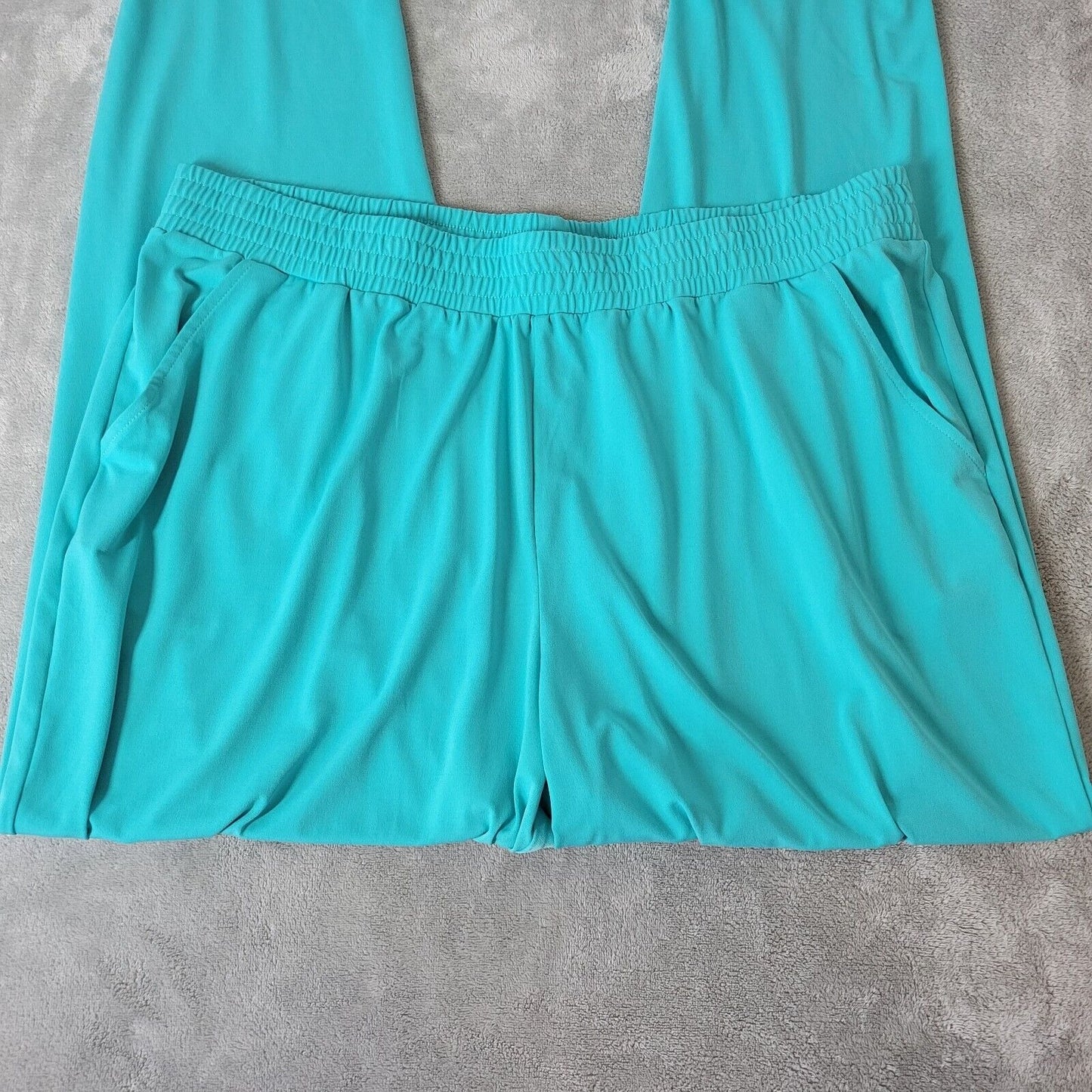Iman Womens Pants Extra Large XL Pull On Blue Poly Blend Pockets Casual Comfy