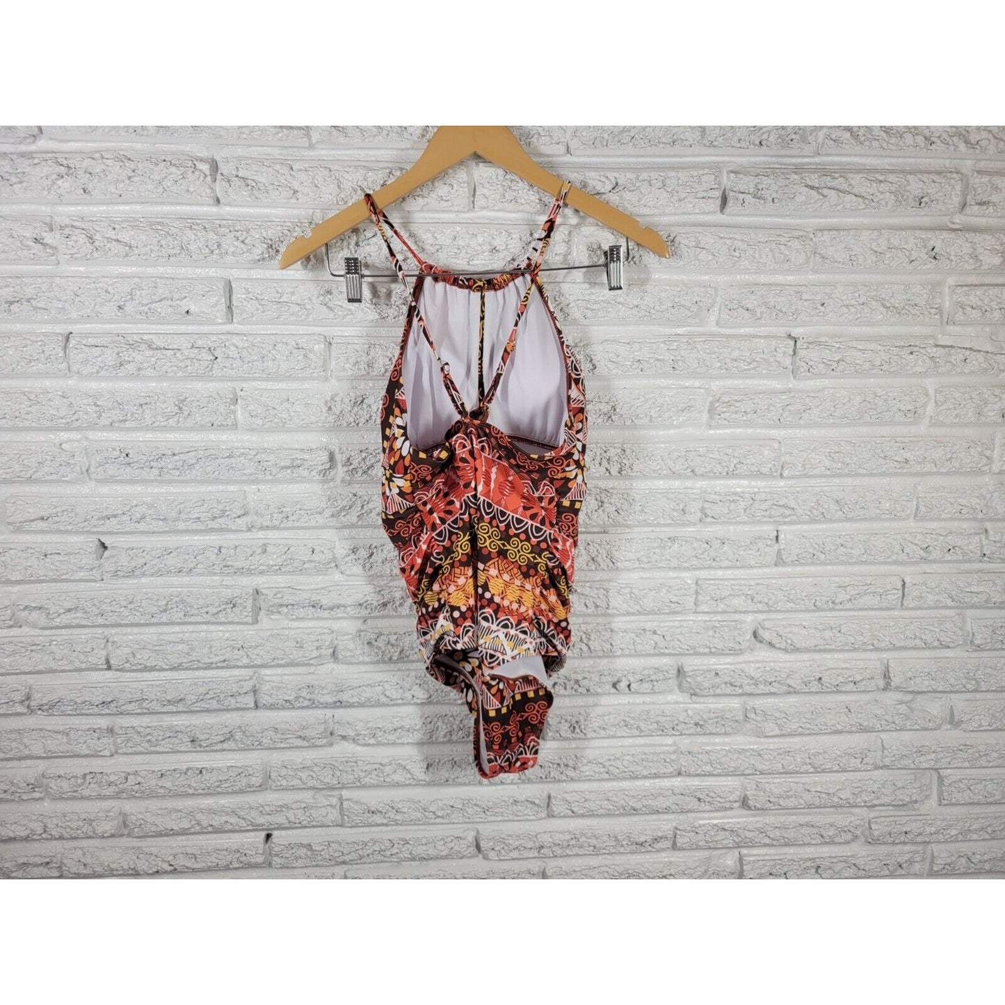 Suzanne Betro Womens Swimsuit Extra Large XL One Piece Criss Cross Halter Orange