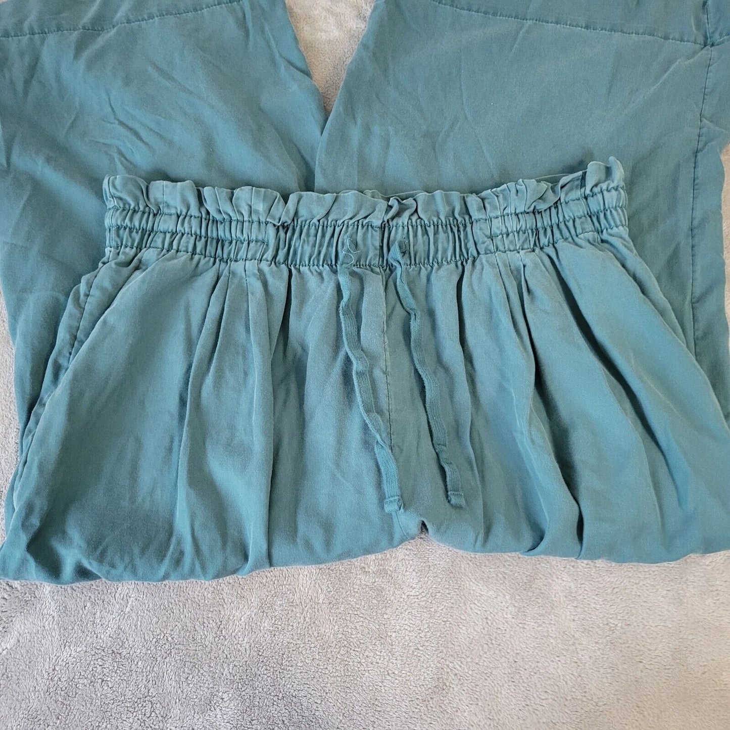 Time Tru Womens Pants XXL 20 Plus Paper Bag Wide Leg Capri Pull On Blue Comfy