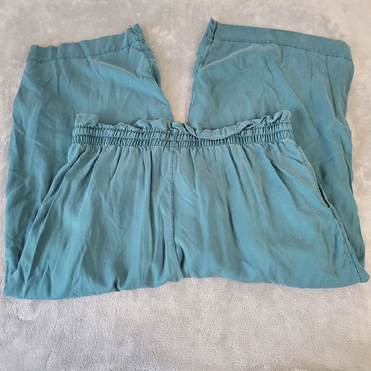 Time Tru Womens Pants XXL 20 Plus Paper Bag Wide Leg Capri Pull On Blue Comfy