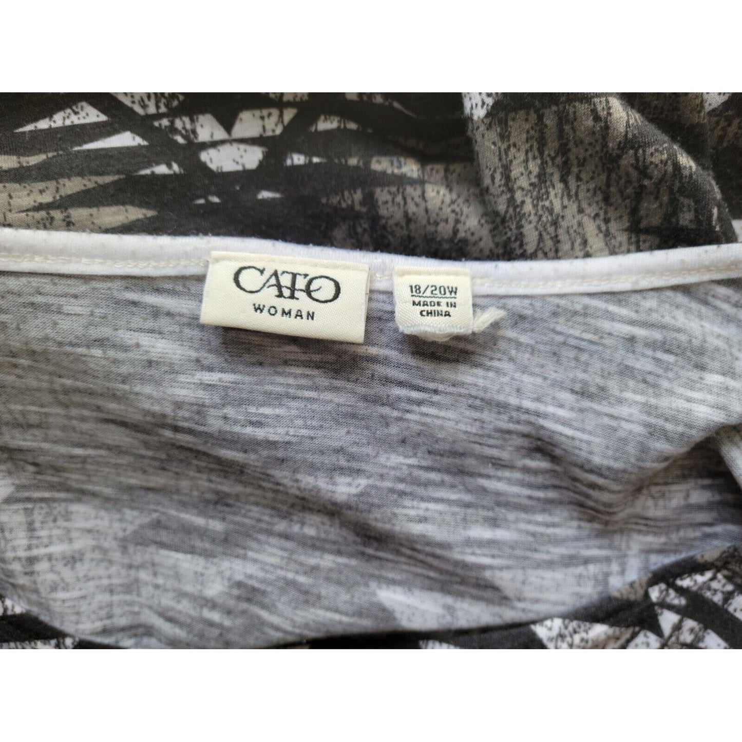 Cato Womens Top 18W 20W Plus Short Sleeve Pullover Studded Black Geometric