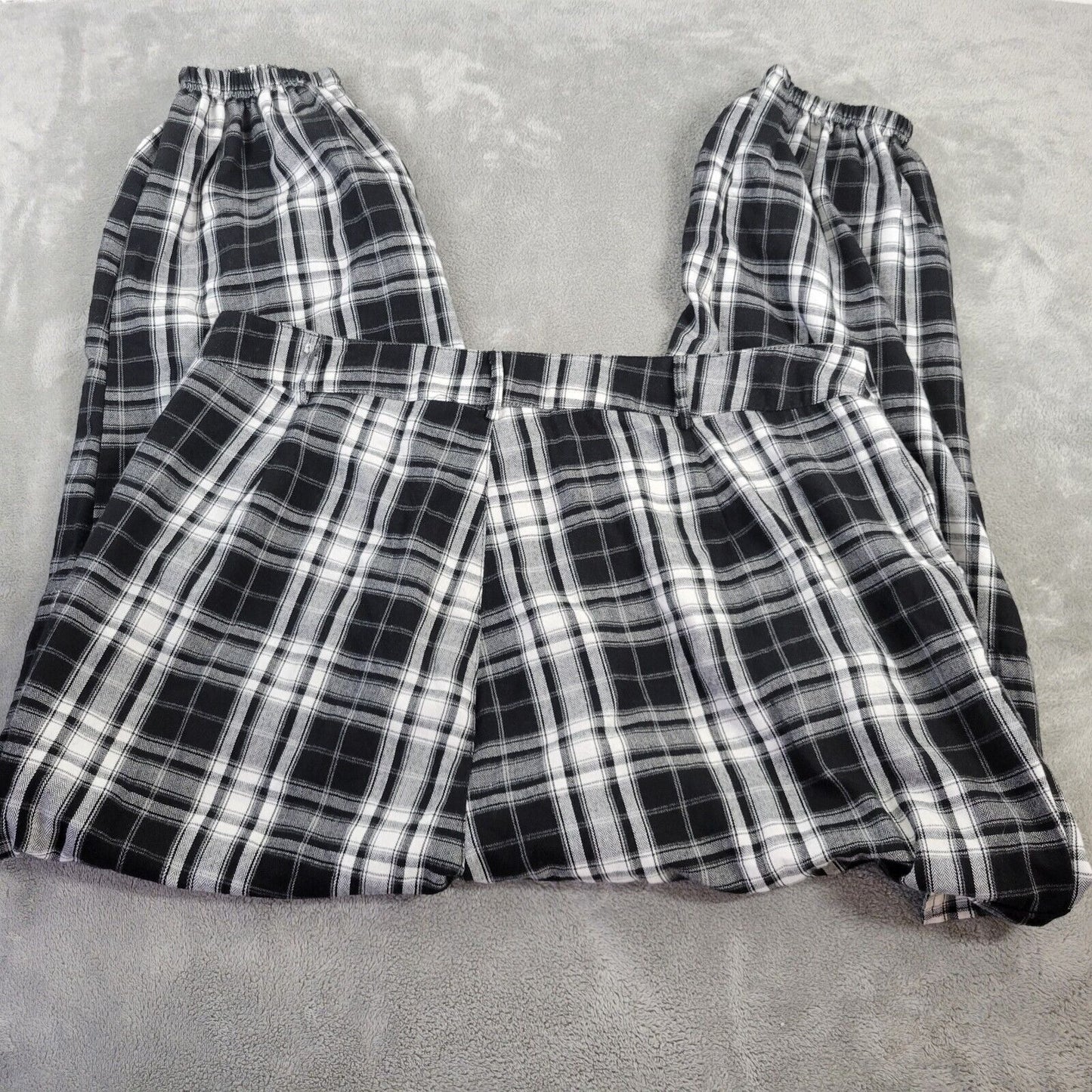 Shein Curve Womens Pants 3XL Cropped Black Plaid Pockets Zip Fly Lightweight