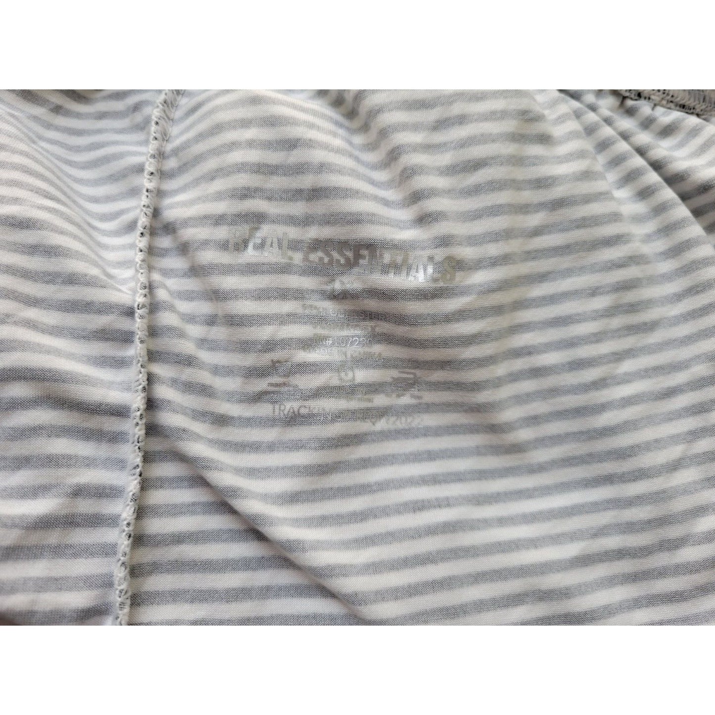 Real Essentials Womens Pajama Set 1X Black White Stripe Loungewear Poly Blend