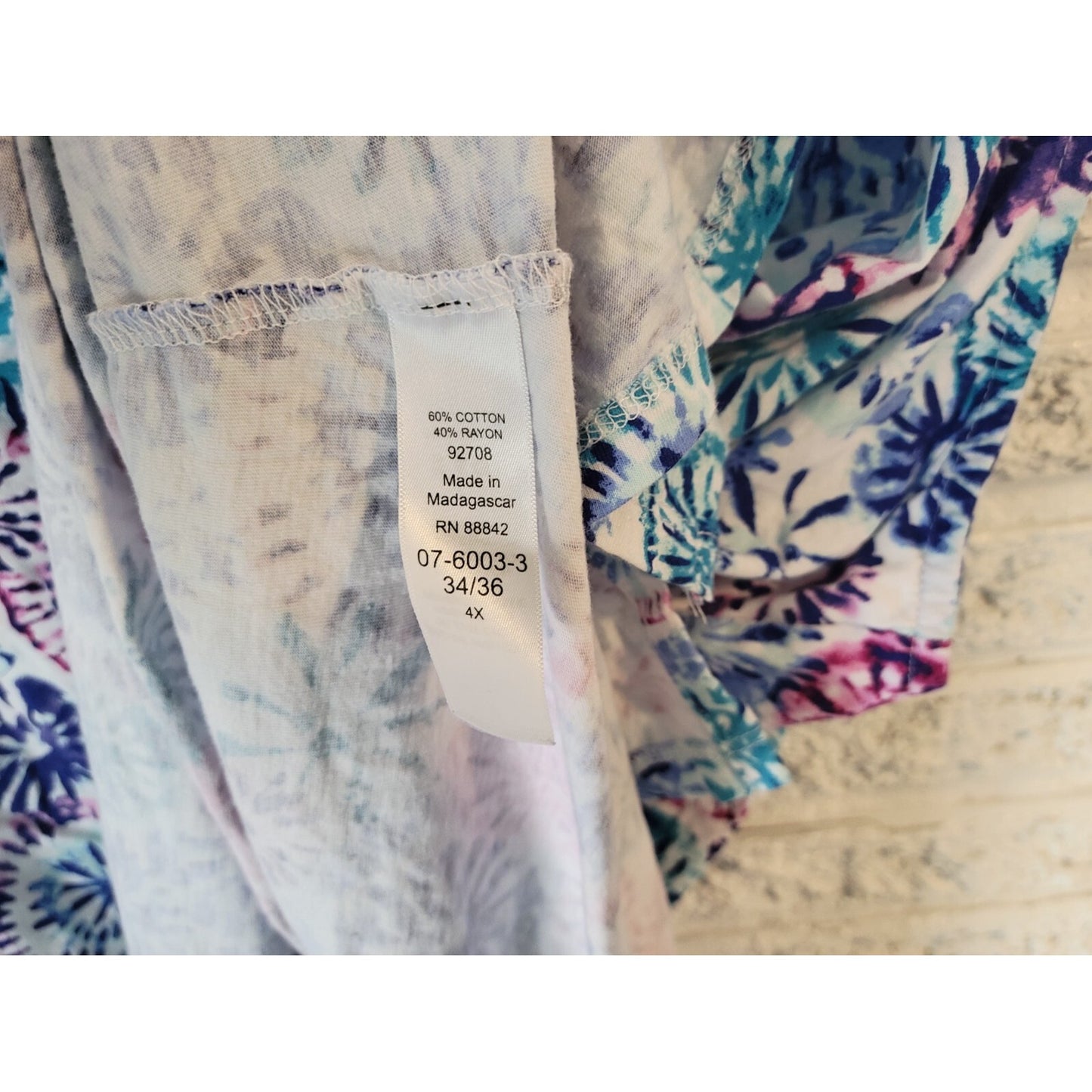 Woman Within Womens Top 4X Plus Sleeveless Comfy Casual Blue Tie Dye