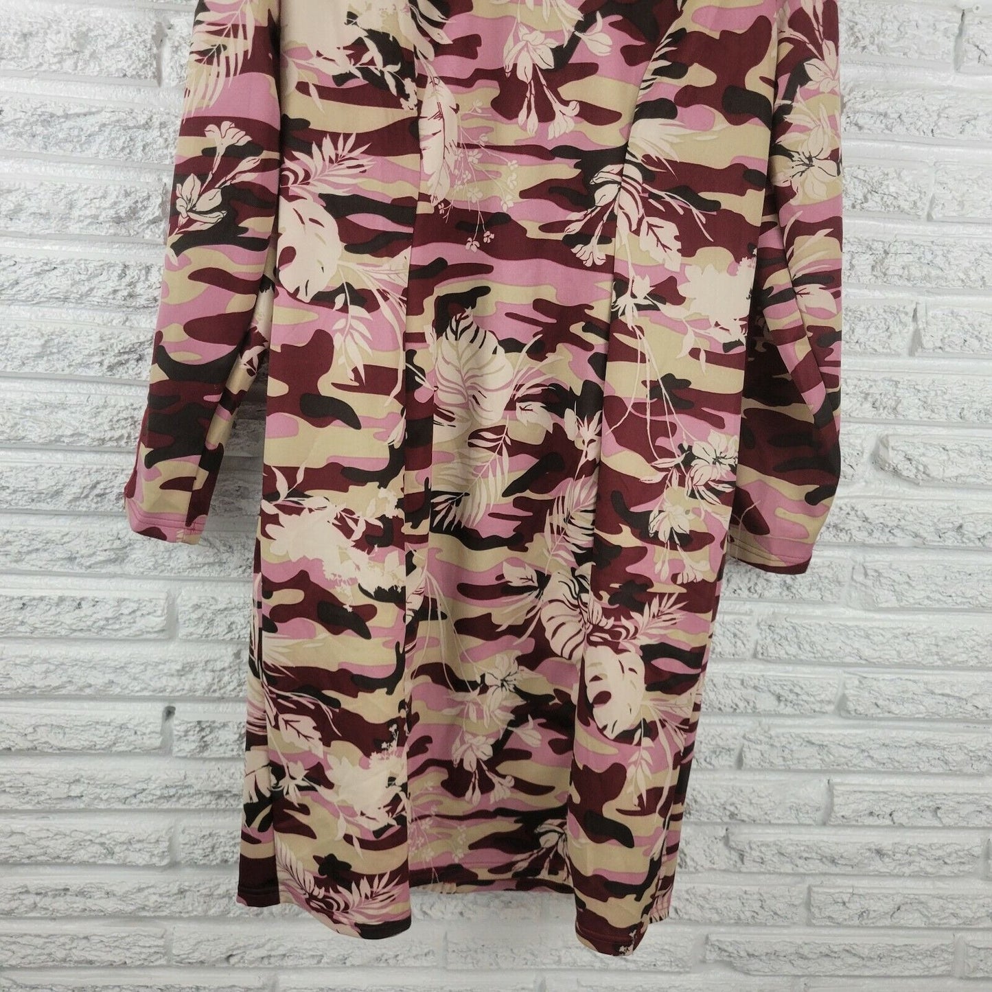 Angela Plus Women Dress 3XL Plus Shift Long Sleeve Burgundy Floral Career Office