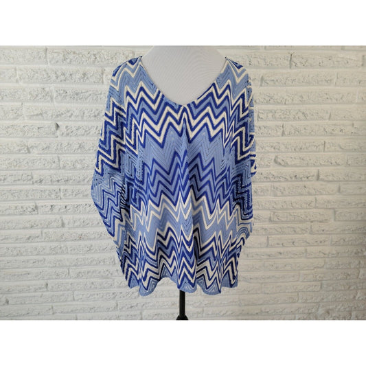 INC International Concepts Women Swim Coverup 1X Plus Sleeveless Zig Zag Crochet