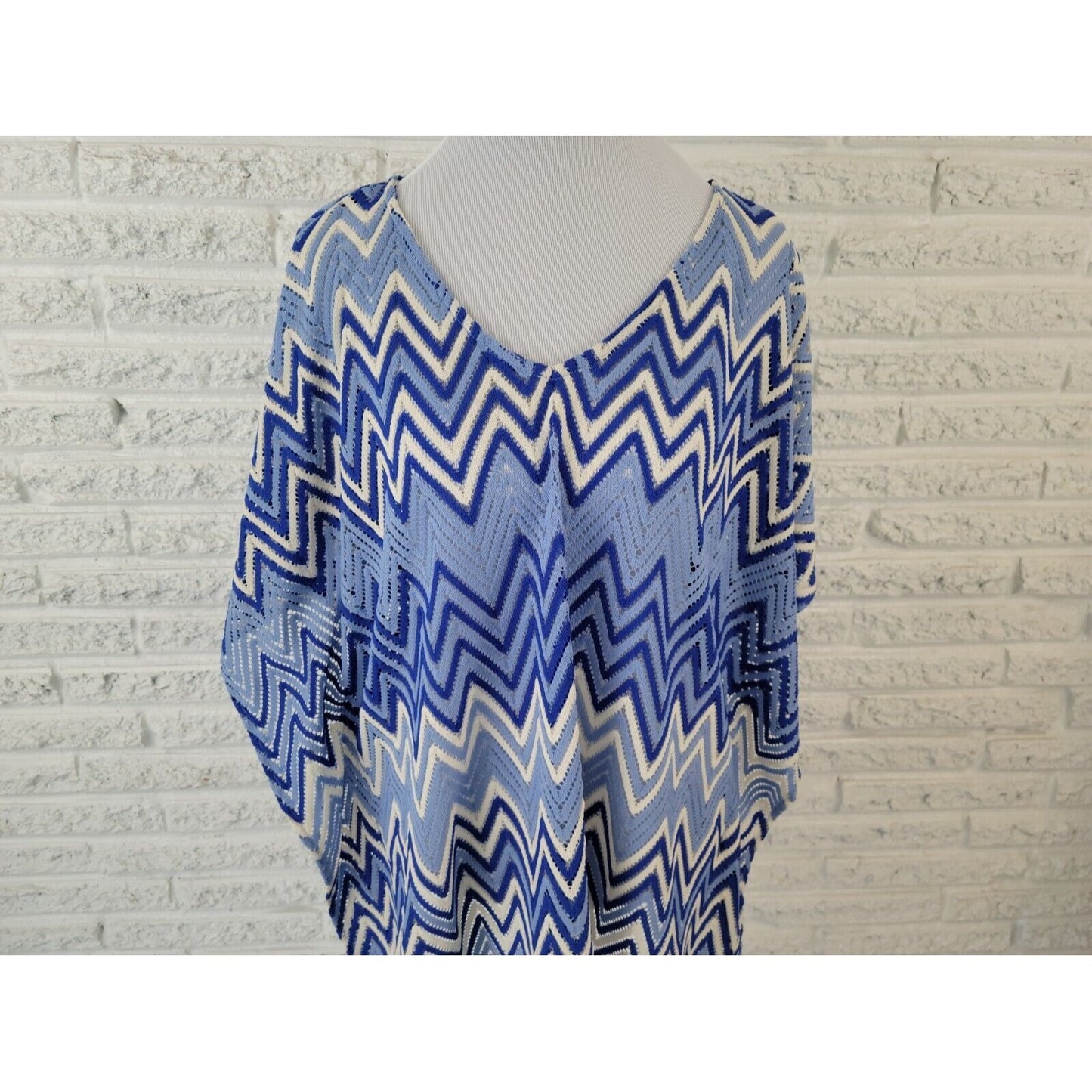 INC International Concepts Women Swim Coverup 1X Plus Sleeveless Zig Zag Crochet