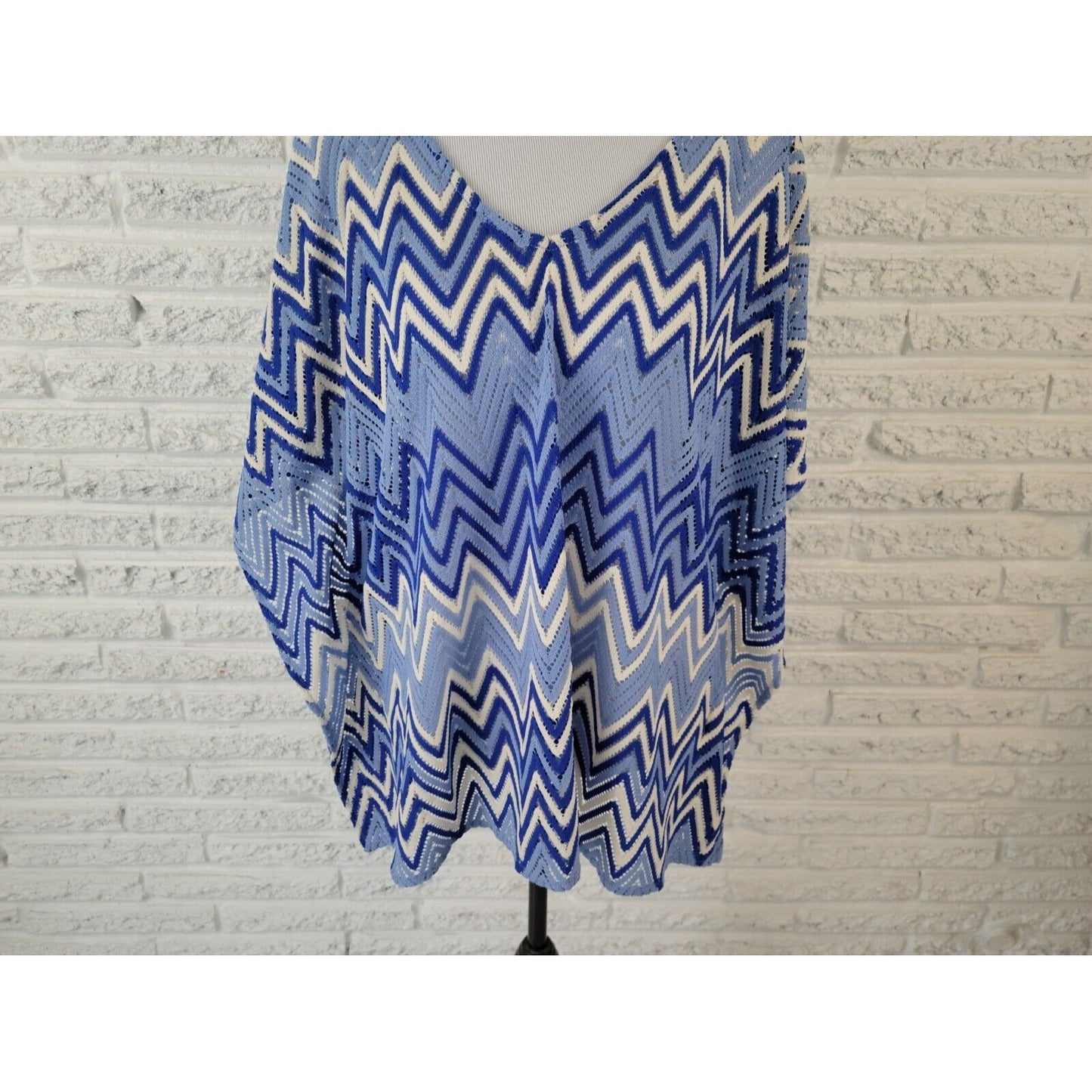 INC International Concepts Women Swim Coverup 1X Plus Sleeveless Zig Zag Crochet