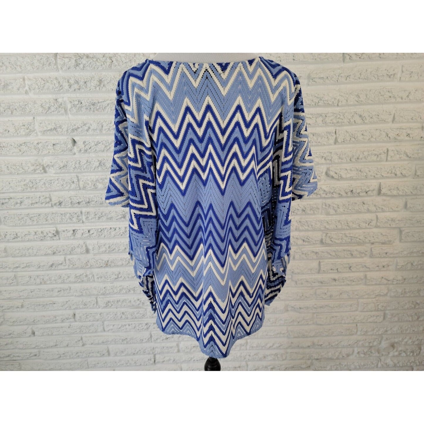 INC International Concepts Women Swim Coverup 1X Plus Sleeveless Zig Zag Crochet