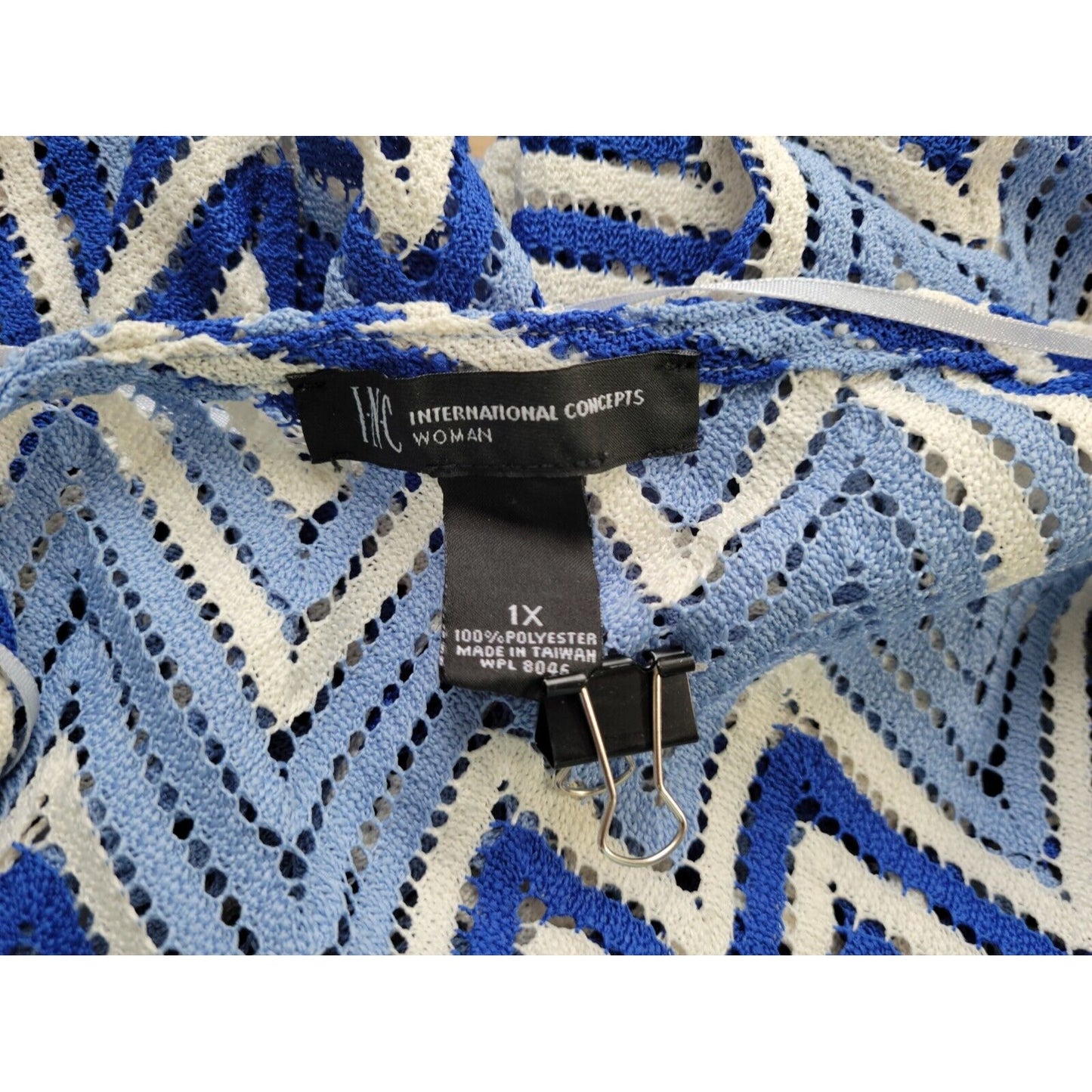 INC International Concepts Women Swim Coverup 1X Plus Sleeveless Zig Zag Crochet