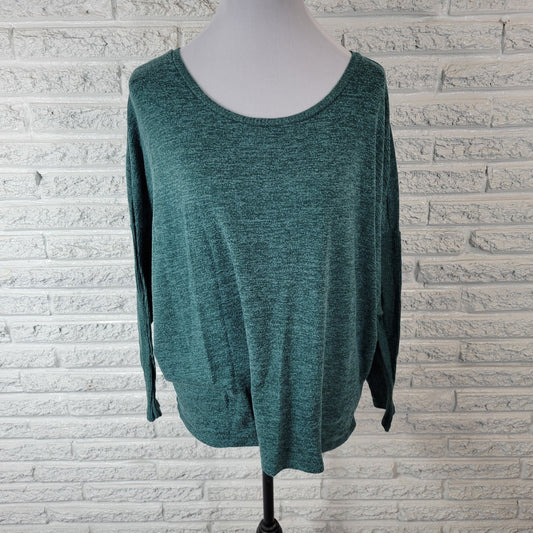 Joyspun Womens Pajama Top 2X 18W 20W Plus Green Poly Blend Loungewear Comfy