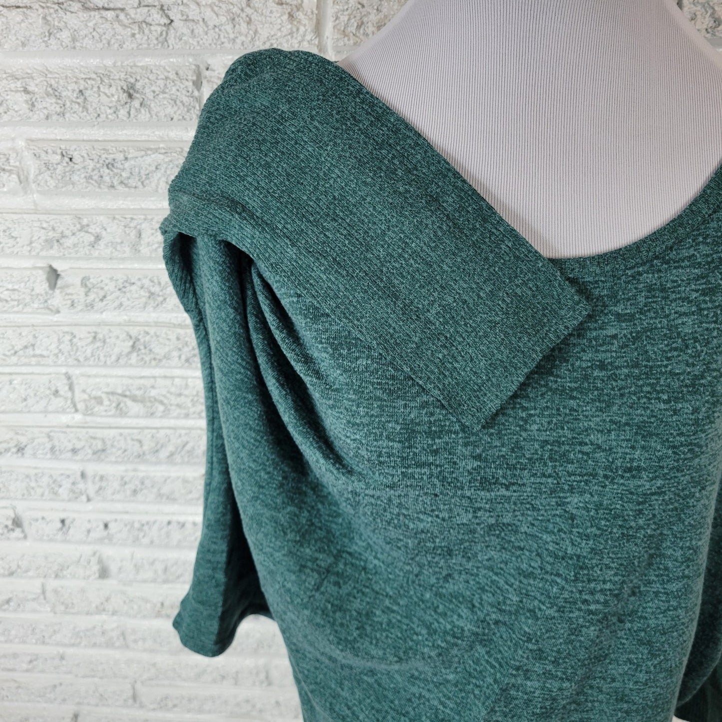 Joyspun Womens Pajama Top 2X 18W 20W Plus Green Poly Blend Loungewear Comfy