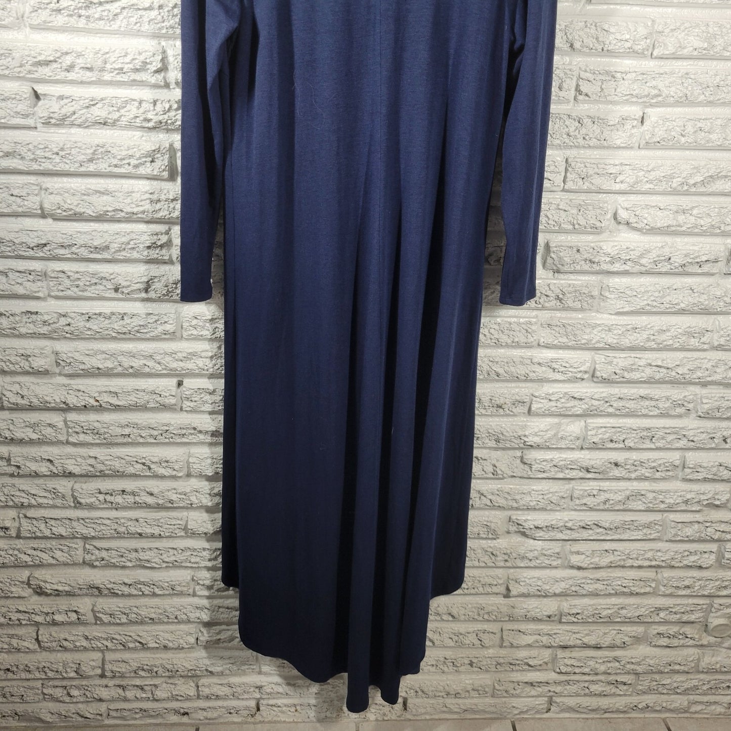 Ashley Stewart Women Dress 1X Plus Long Sleeve Blue High Low Deco Buttons Casual