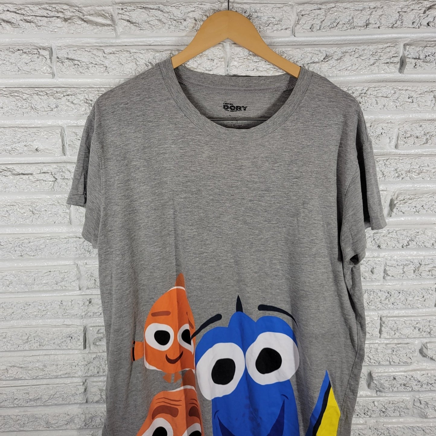 Disney Pixar Finding Dory Womens Pajama Top 1X Plus Gown Gray Cotton Blend Comfy