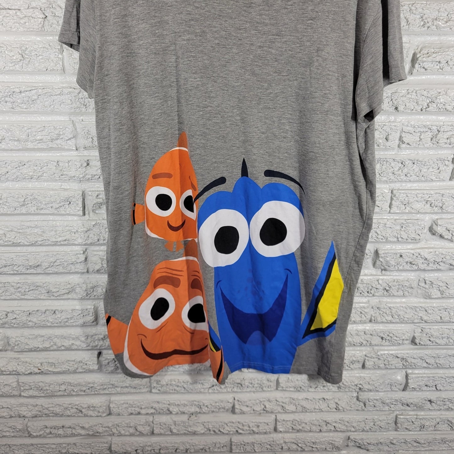 Disney Pixar Finding Dory Womens Pajama Top 1X Plus Gown Gray Cotton Blend Comfy