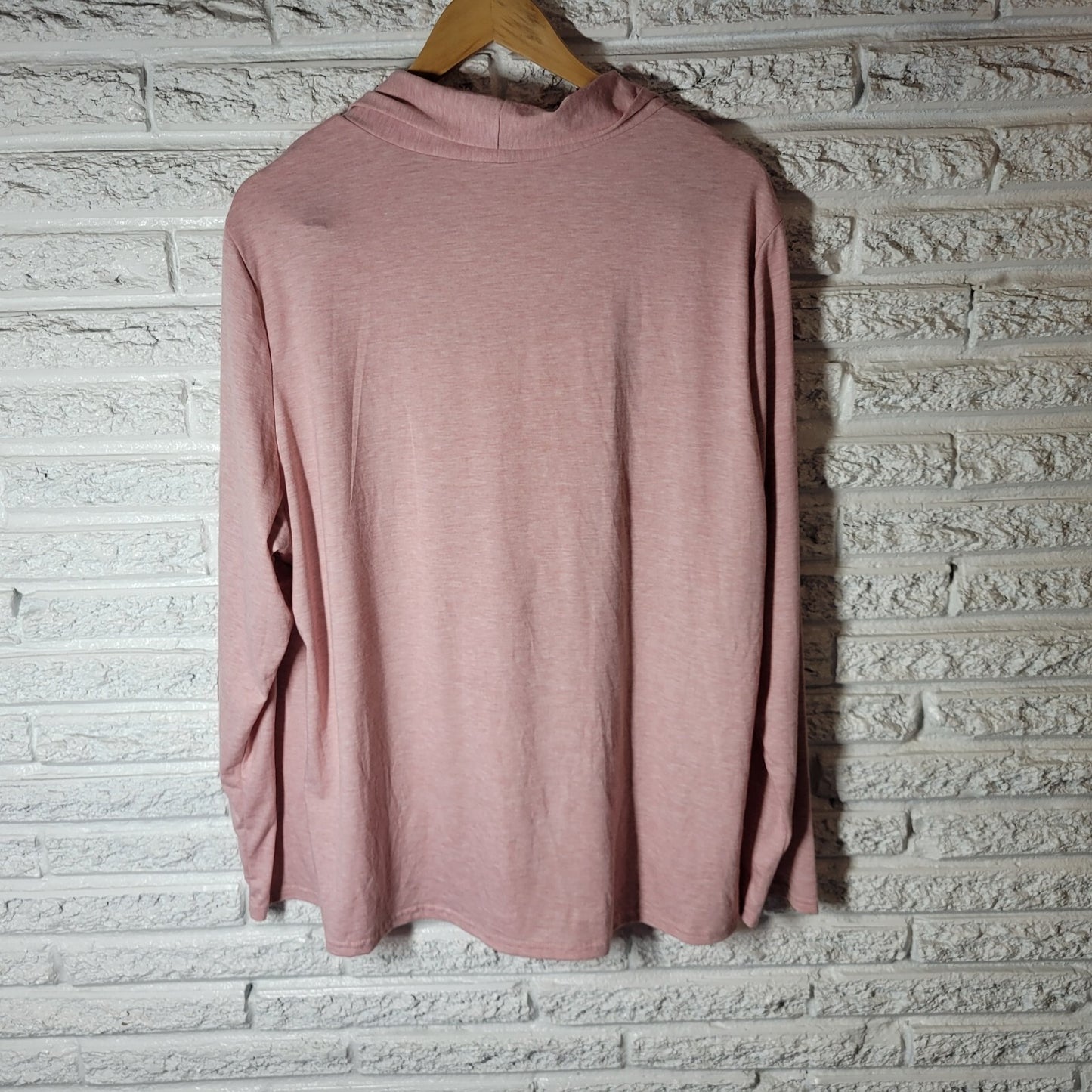 Womens Top 4XL Plus Long Sleeve Pale Pink Pullover Square Neck Poly Blend Draped