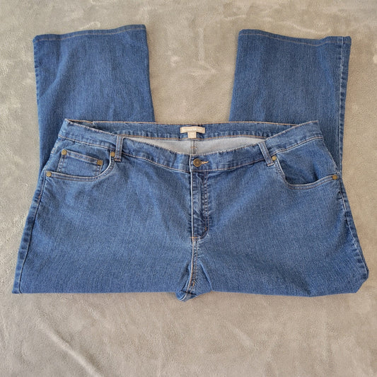 Woman Within Womens Jeans 22WP Petite Plus Capri Medium Blue Denim Zip Fly Comfy